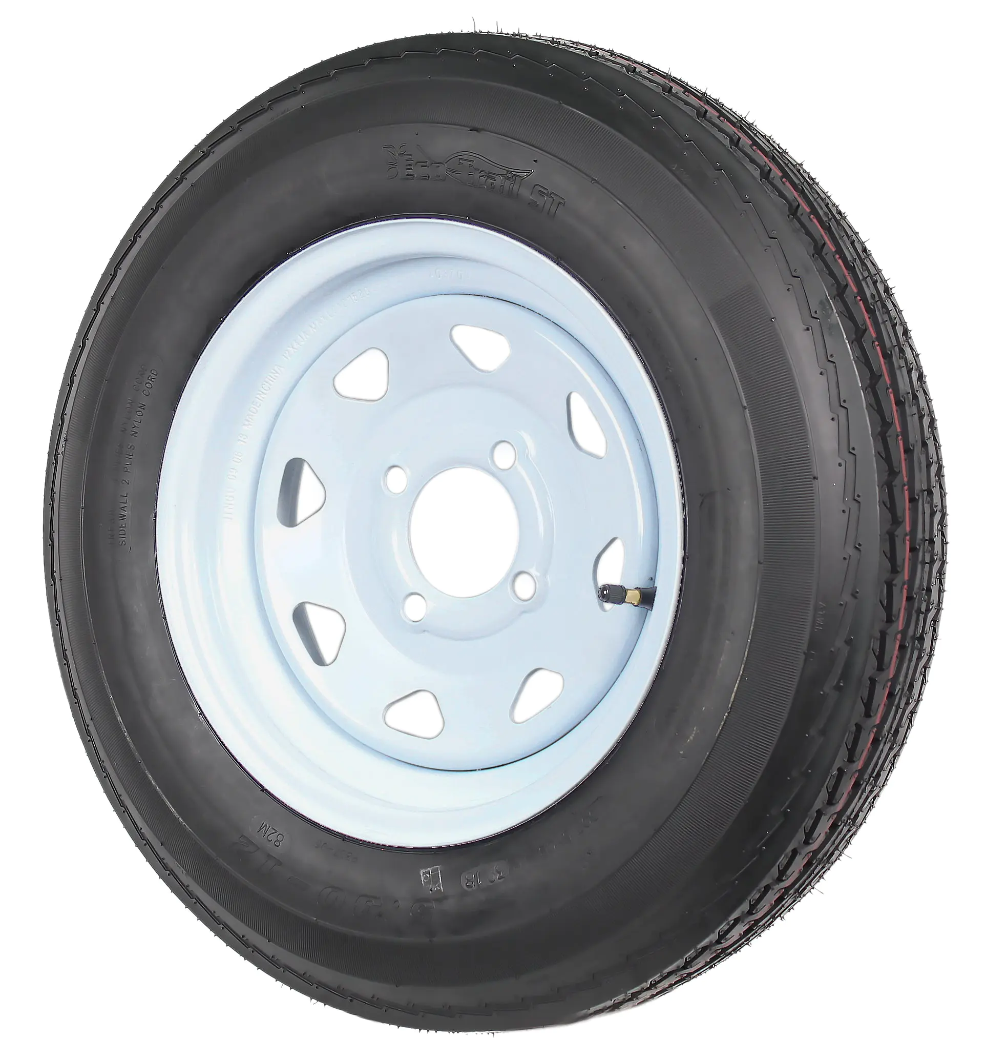2-Pack Trailer Tires On White Wheel Rims 530-12 5.30-12 5.30 x 12 Load C 4 Lug