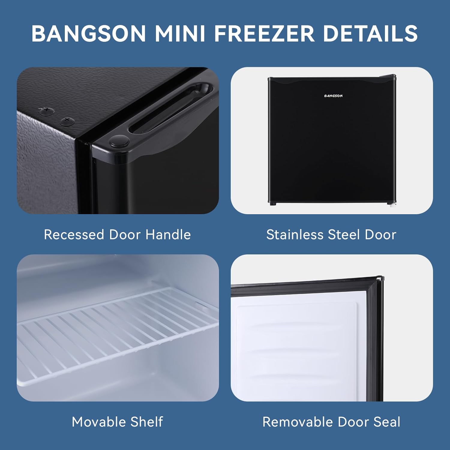 BANGSON Upright Freezer with Removable Shelf (Black)