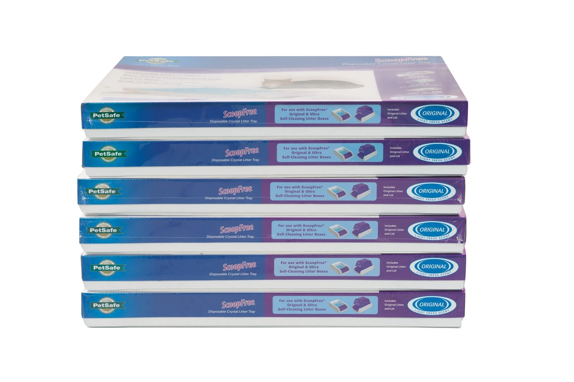 PetSafe ScoopFree Complete Replacement Blue Crystal Litter Tray?? 6-Pack Easy Cleanup with Disposable Tray Includes Leak Protection and Low Tracking Litter