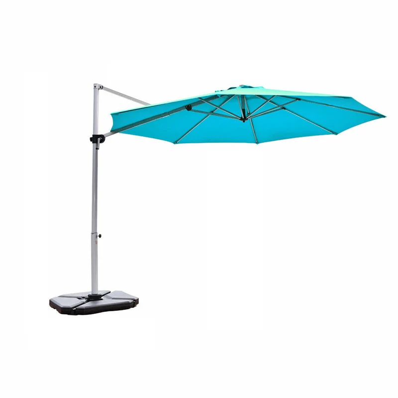 11 FT Patio Offset Cantilever Umbrella 360�� Rotation Tilt with Cross Base & Crank Handle