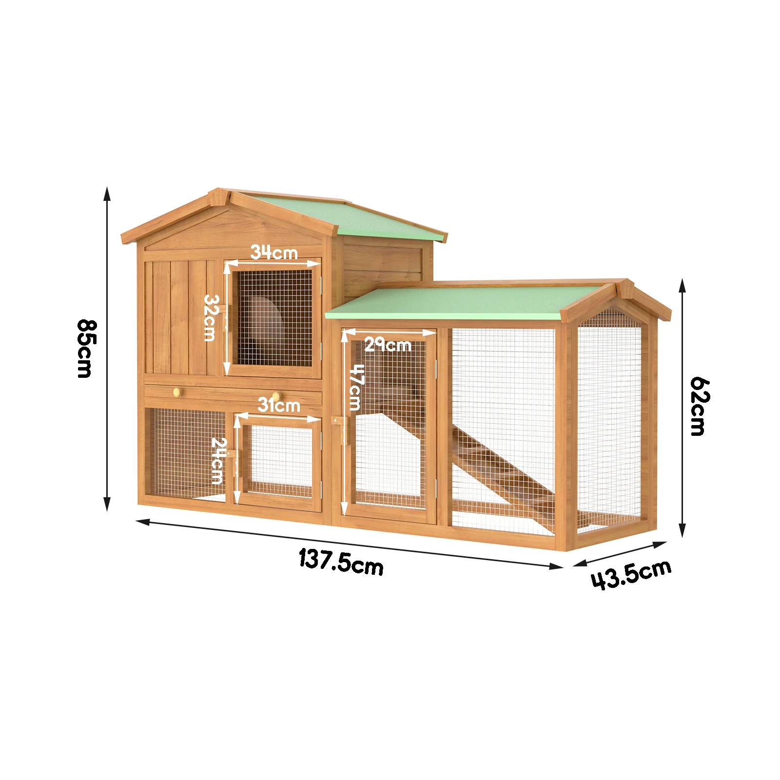 Rabbit Hutch Chicken Coop Wooden