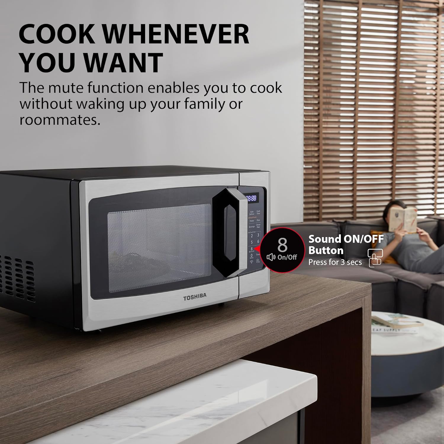 TOSHIBA 4-in-1 ML-EC42P(SS) Countertop Microwave Oven, Smart Sensor, Convection, Air Fryer Combo, Mute Function, Position Memory 13.6