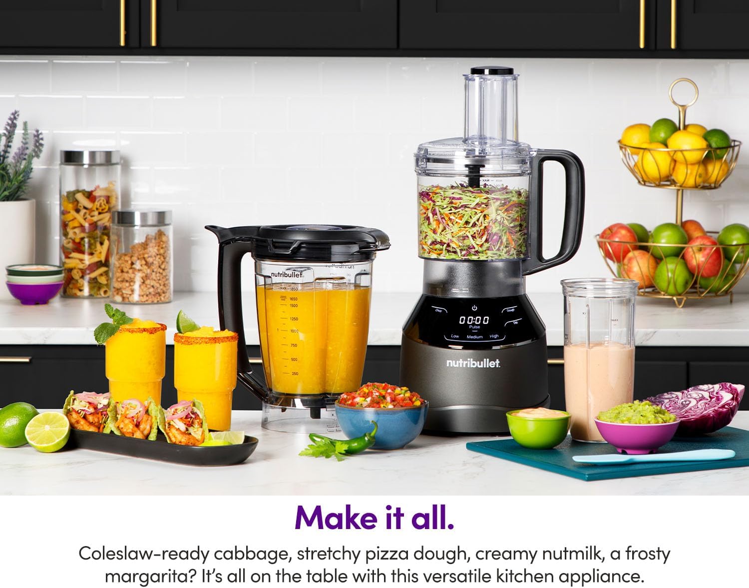 NutriBullet Smart Touch Triple Prep System Blender 1500W, Black, Full-sized Blender - Personal Blender - 7-Cup Food Processor In One (NBKS07100)