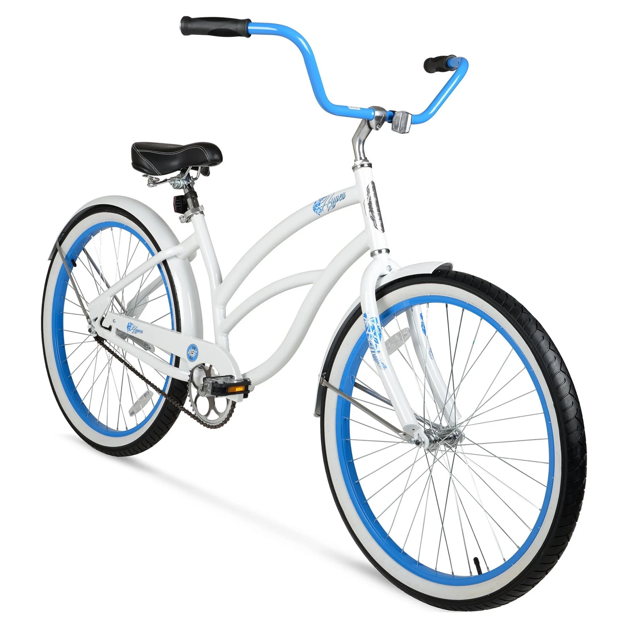 Hyper Women��s 26��� Beach Cruiser Bike, Lightweight Aluminum, Single Speed, White/Blue