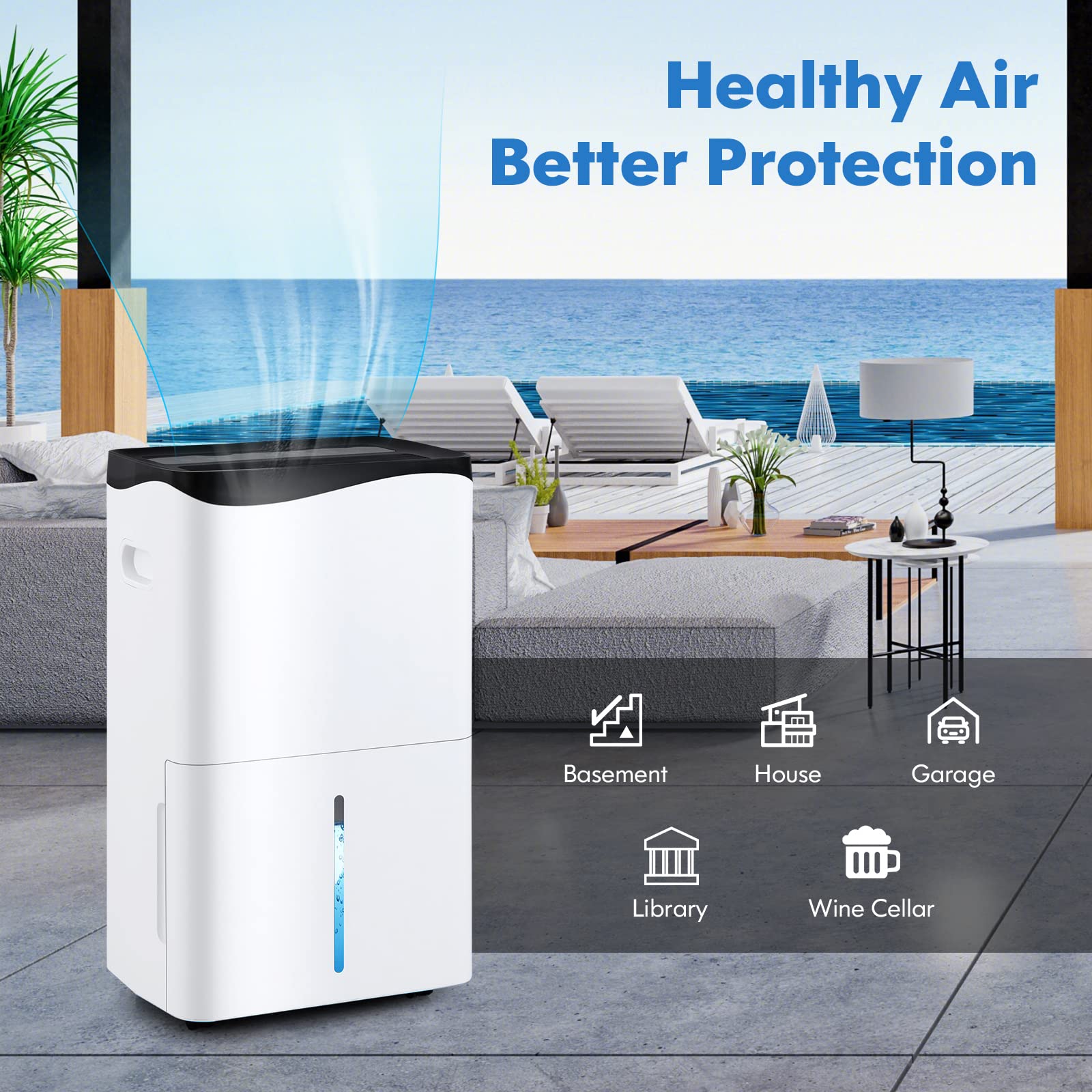 100 Pint Dehumidifier Rooms up to 5500 Sq. Ft with Smart App & Alexa Voice Control