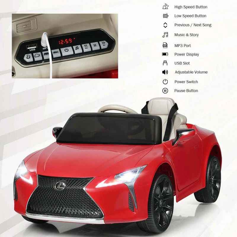 Licensed Lexus LC500 Kids Ride on Car, 12V Battery Powered Electric Vehicle Riding Toy Car with Remote Control