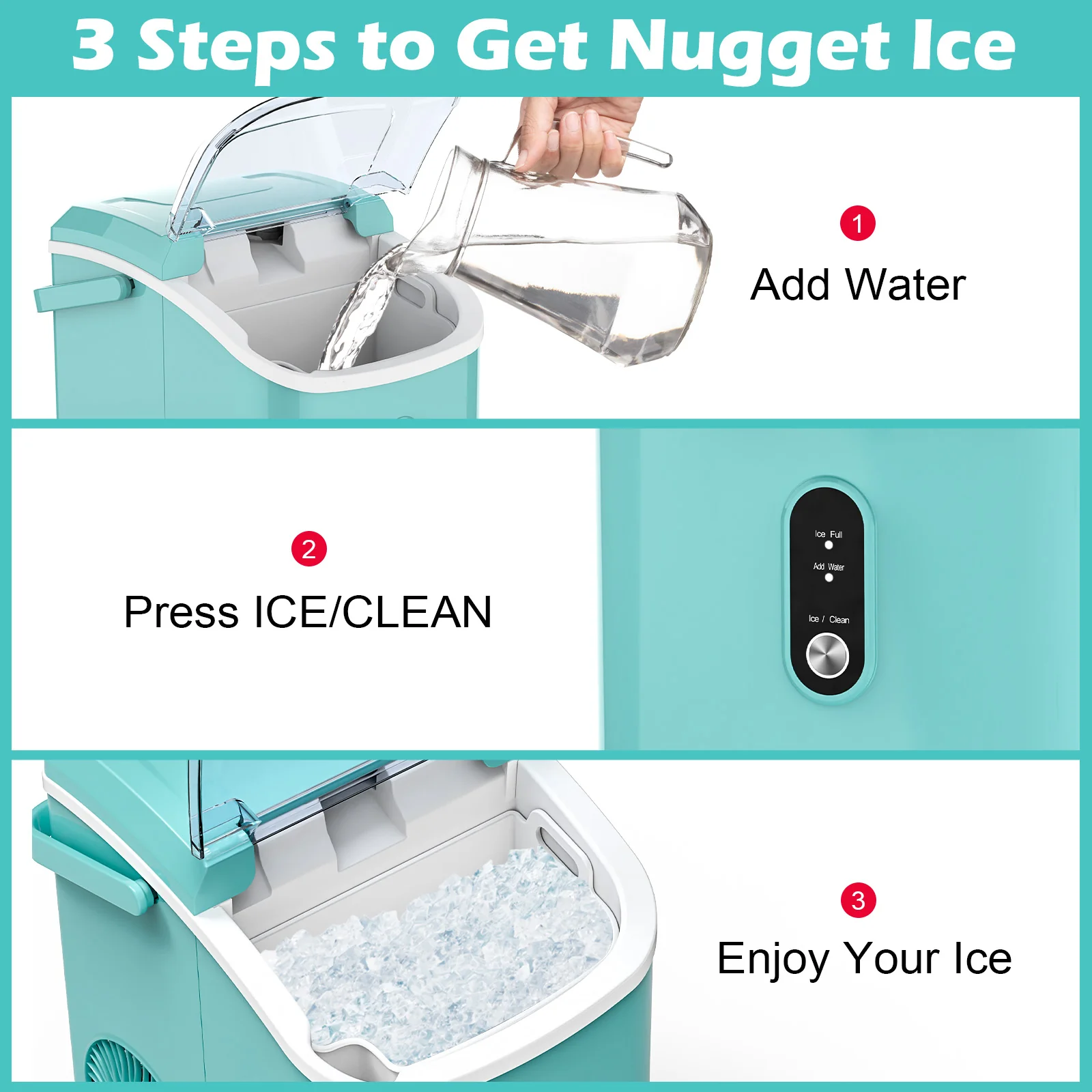 Nugget Ice Maker Countertop with Self-Cleaning