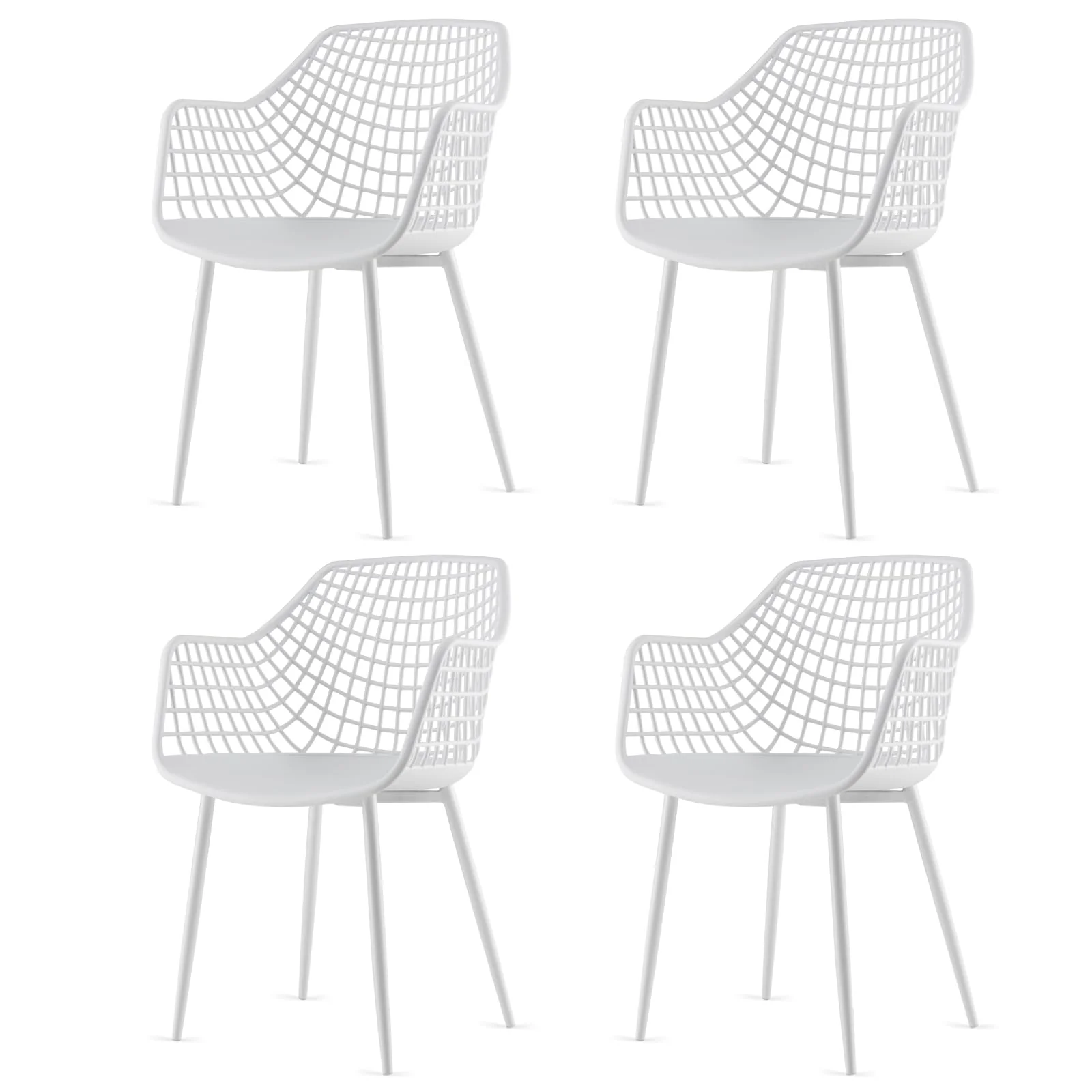 Giantex Modern Dining Chair Set of 4, Heavy Duty Chairs with Airy Hollow Backrest