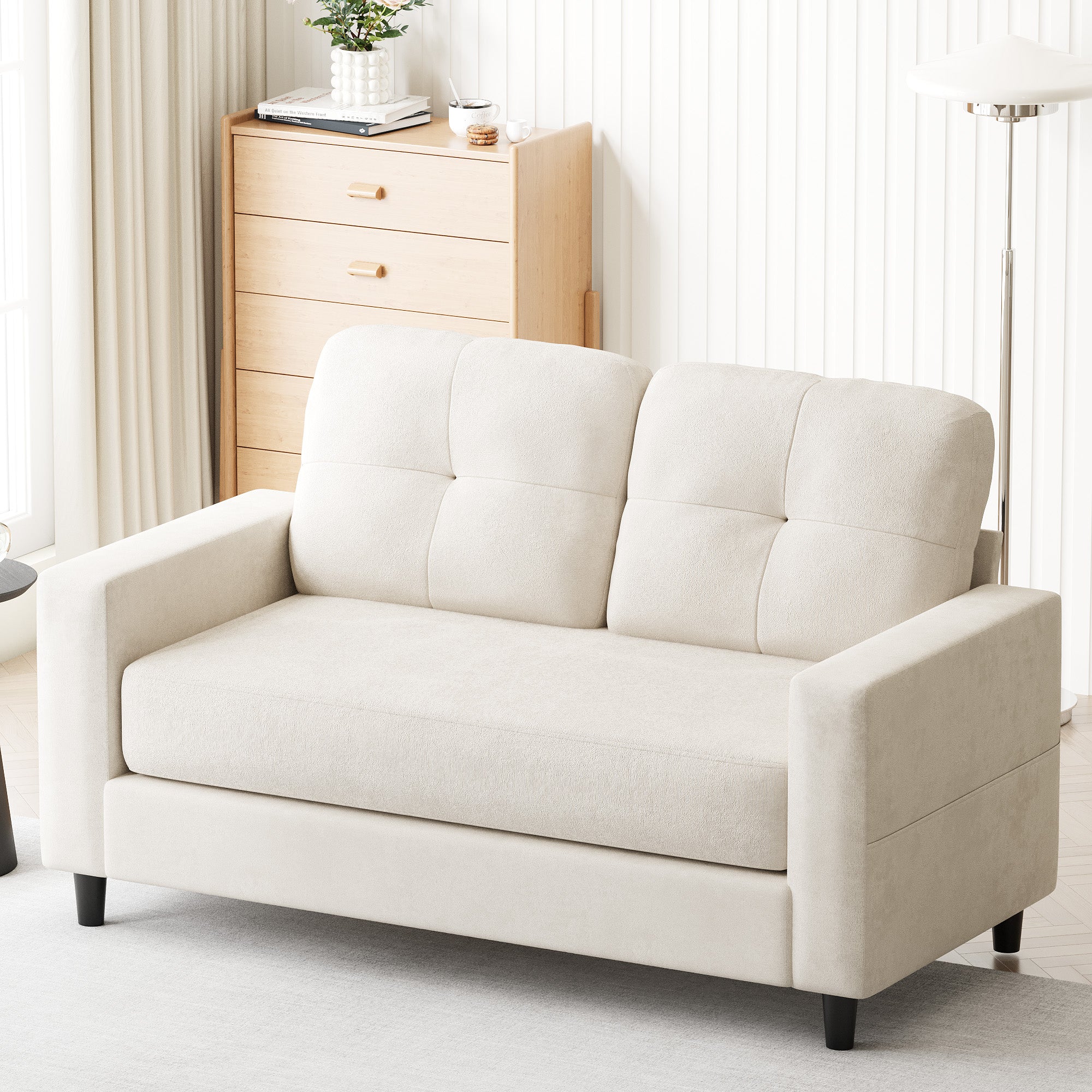 2-Seater Sofa 132cm Loveseat Sofa Beige
