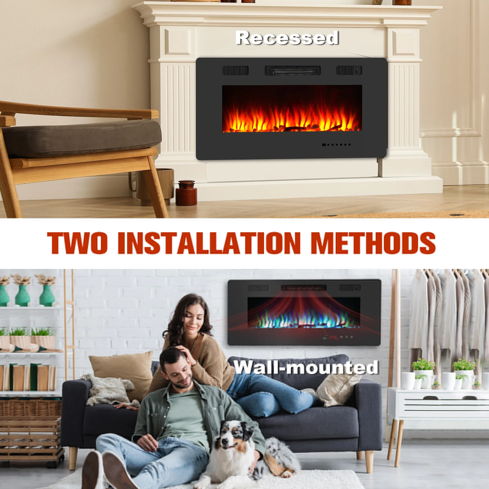 Electric Fireplace Heater Wall Recessed