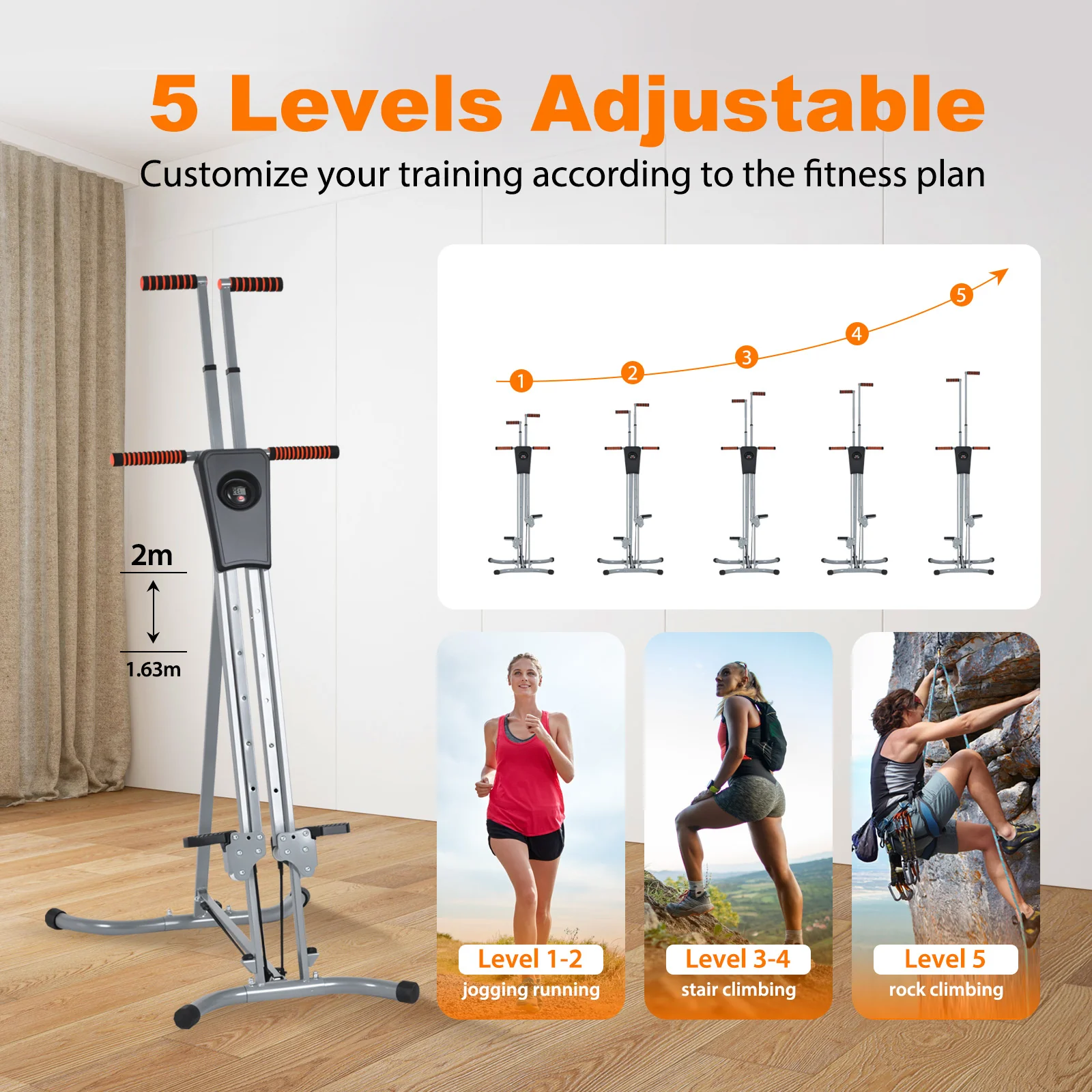Vertical Climber Exercise Machine Adjustable