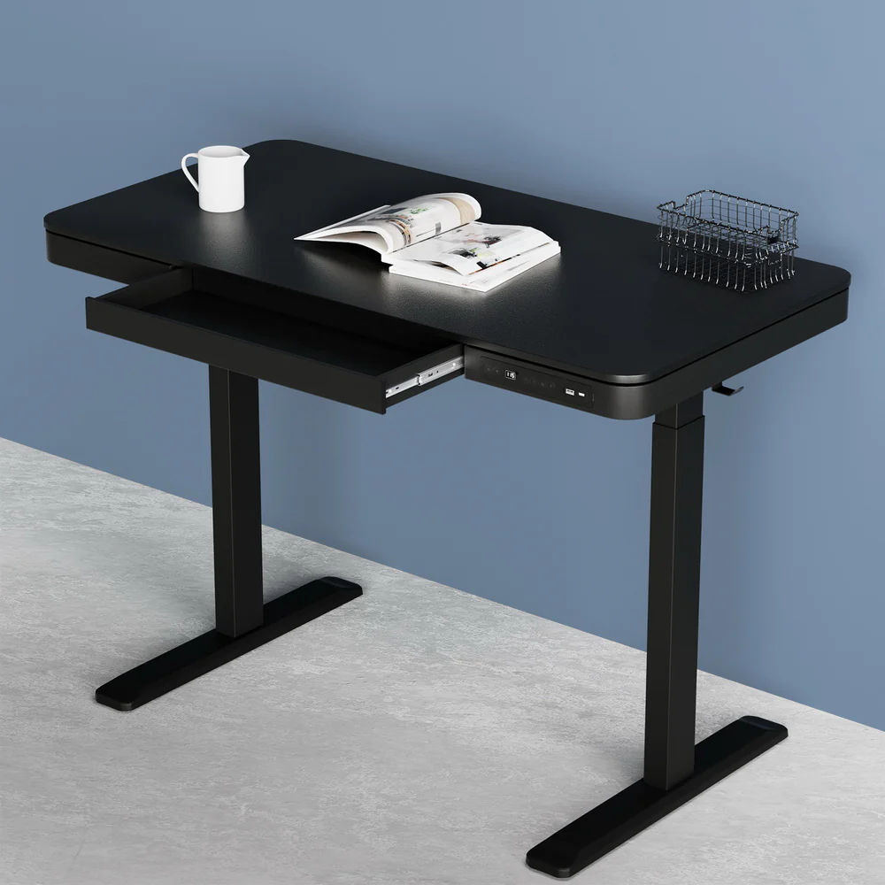 Artiss Standing Desk Motorised Electric Motor Drawer 120CM Black