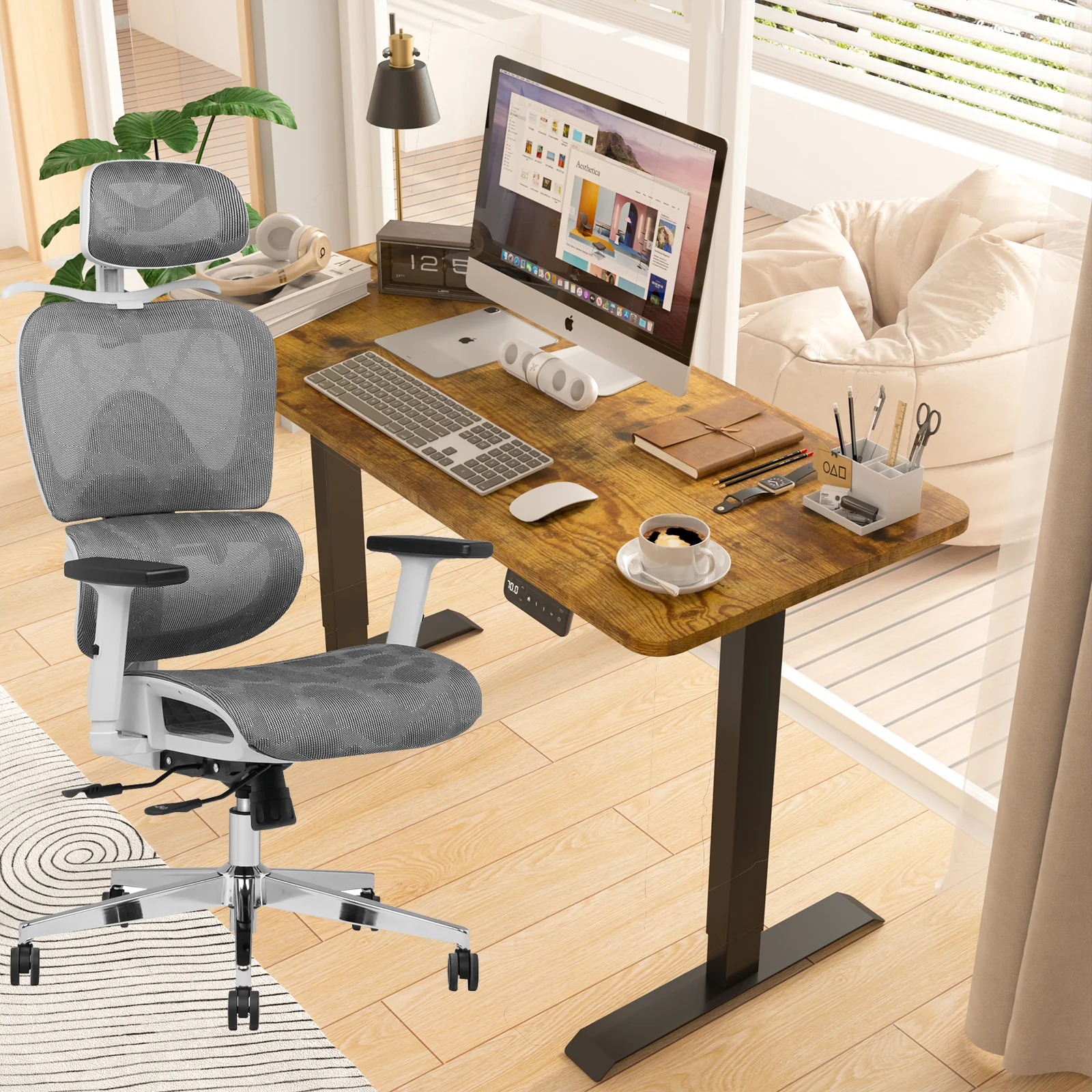 Electric Standing Desk 140cm & Office Chair