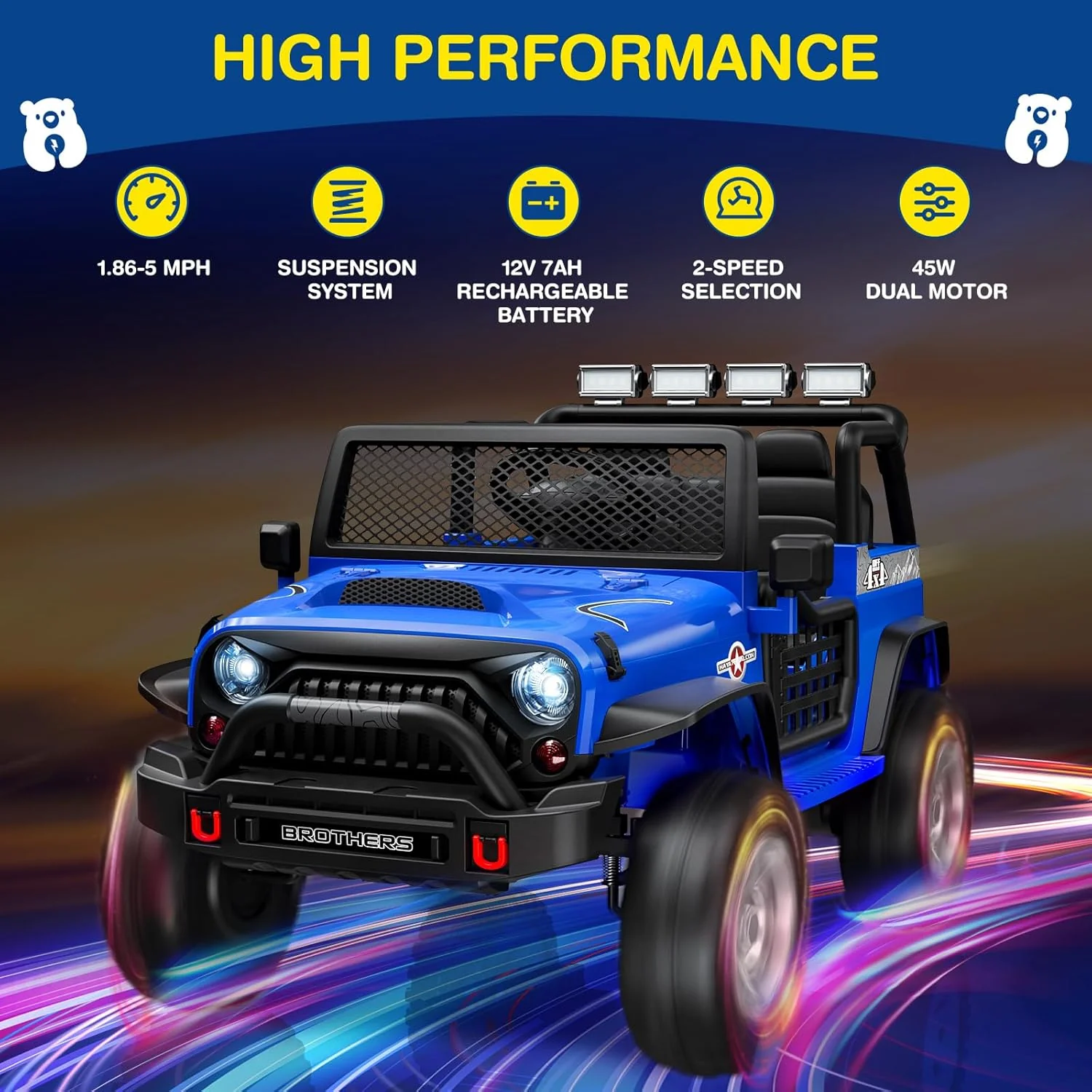 L8 Ride On Car, 2 Seater, 12V Kids Electric Car w/Remote Control, 4-Wheel Suspension, Bluetooth Speaker, Multi Music Modes, 3 Speeds, LED Lights, Xmas & Birthday Gift Ideas for Kids Ages 3+