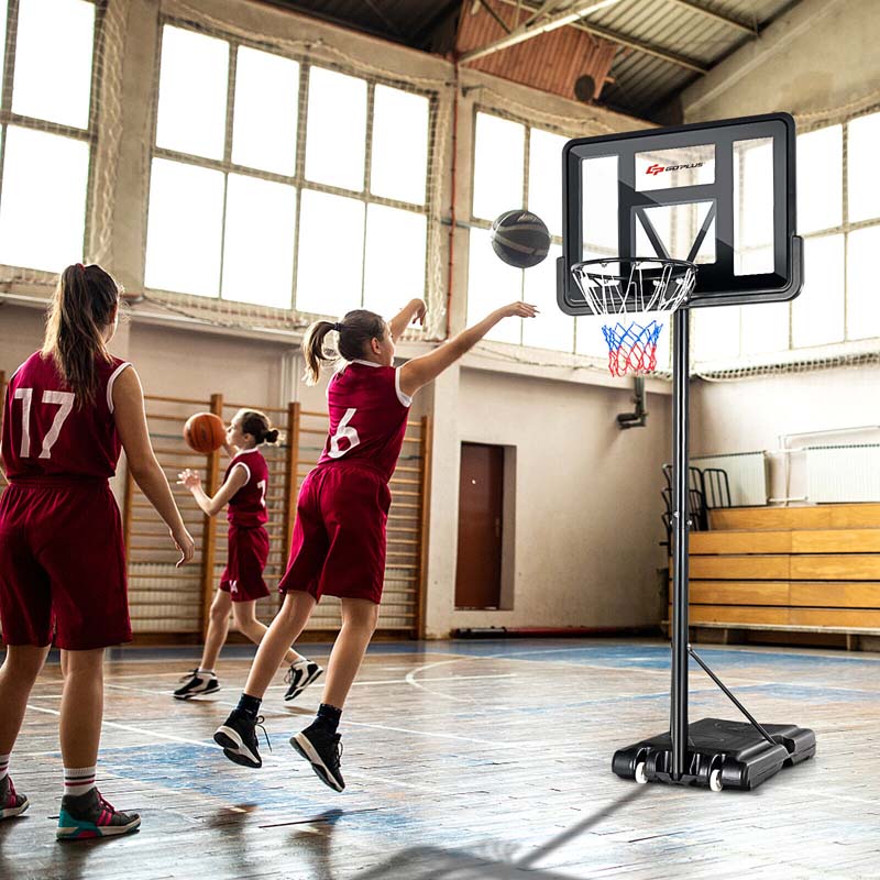 Portable Basketball Hoop Outdoor, 4.5-10FT Height Adjustable Basketball Goal System with 44