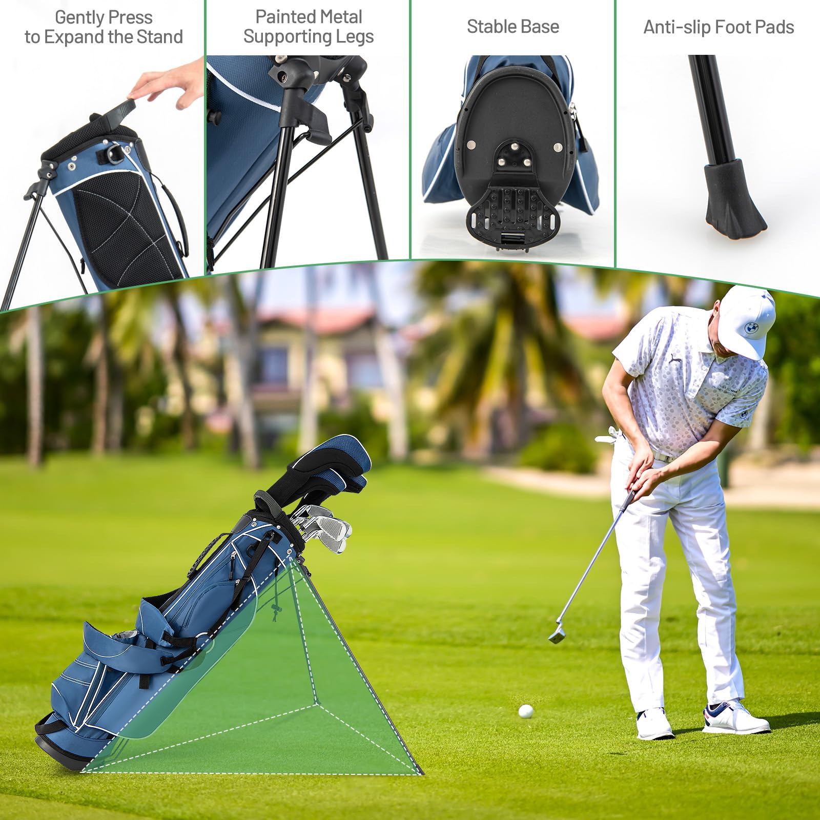Golf Stand Bag, Lightweight Golf Club Bag with 4 Way Top Dividers