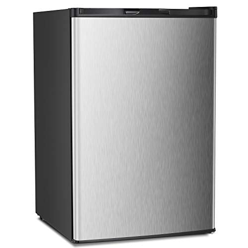 Antarctic Star Compact Chest Upright Freezer Single Door Reversible Stainless Steel Door, Compact Adjustable Removable Shelves for Home Office, 1.1 cu.Black