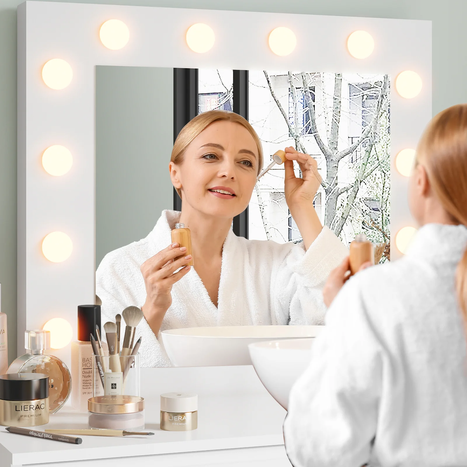 Dressing Table Stool Set 12 LED Bulbs