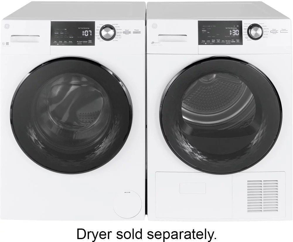 GE �C 2.4 Cu. Ft. High Efficiency Stackable Front Load Washer with Steam and Sanitize �C White