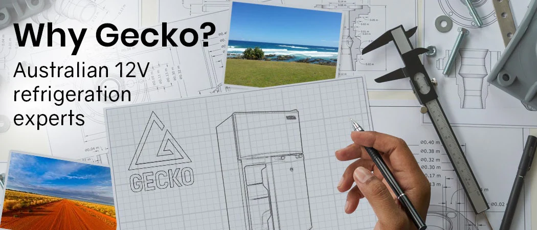 GECKO 125L Portable Upright Fridge, 12V/24V for Motorhome, Caravan, Black