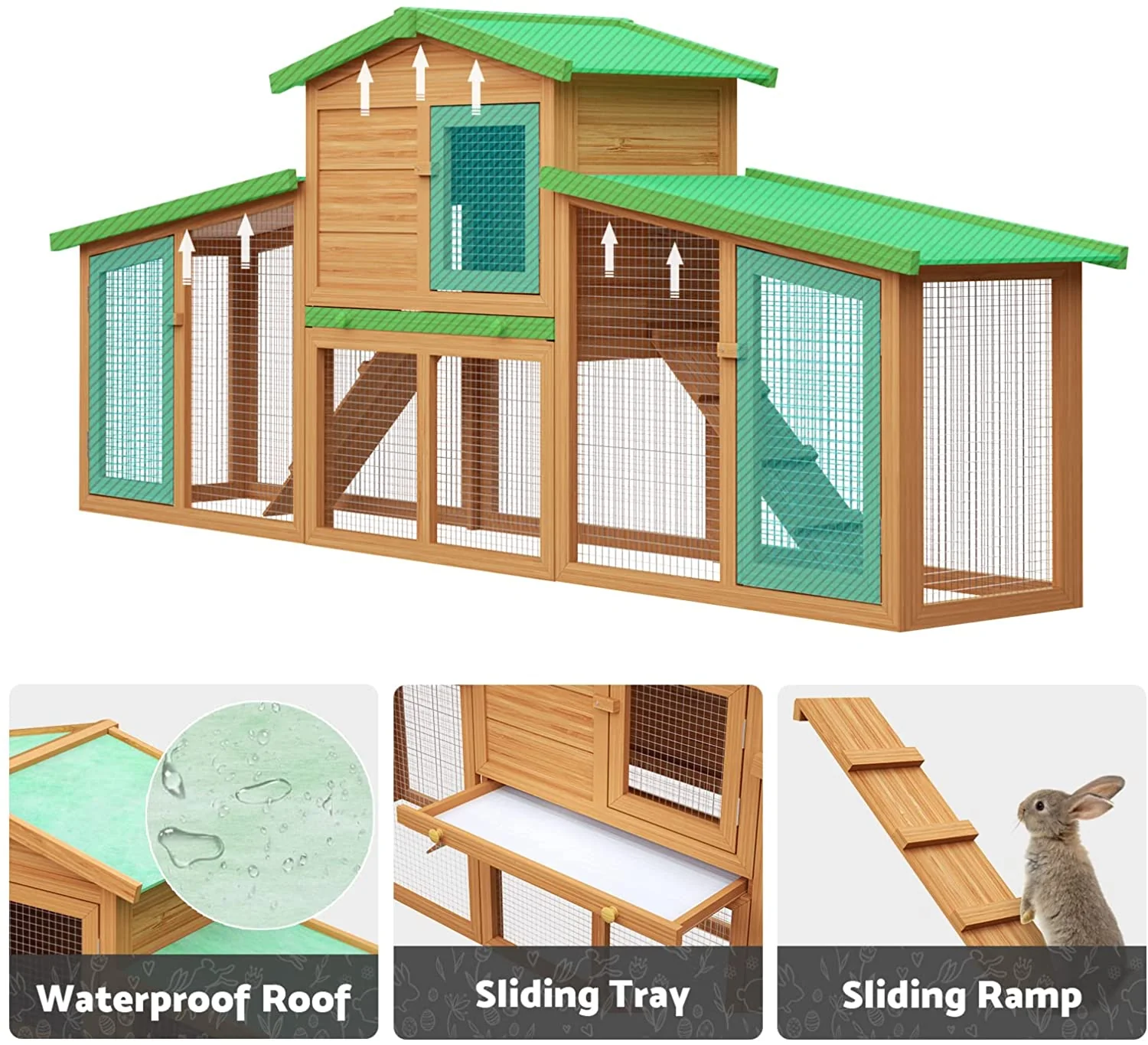 Rabbit Hutch Chicken Coop 2 Level