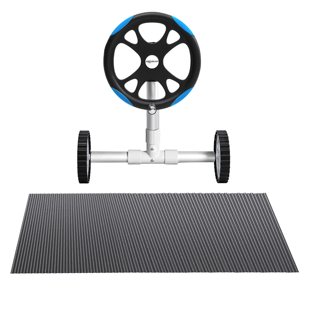 Aqua Buddy Pool Cover 7x4m 600 Micron w/ Roller 5.55m Black Solar Blanket