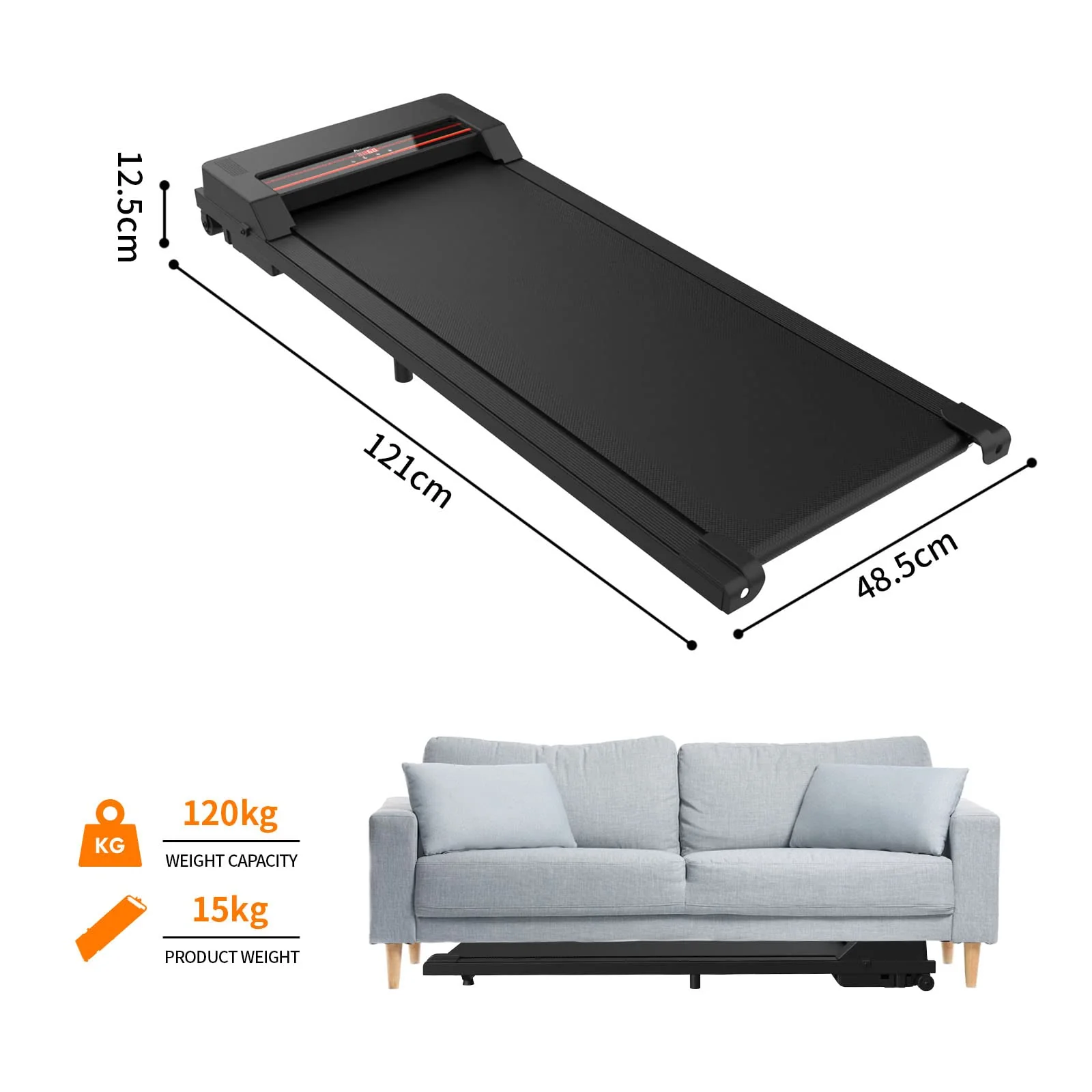 Walking Pad Treadmill Fitness Black