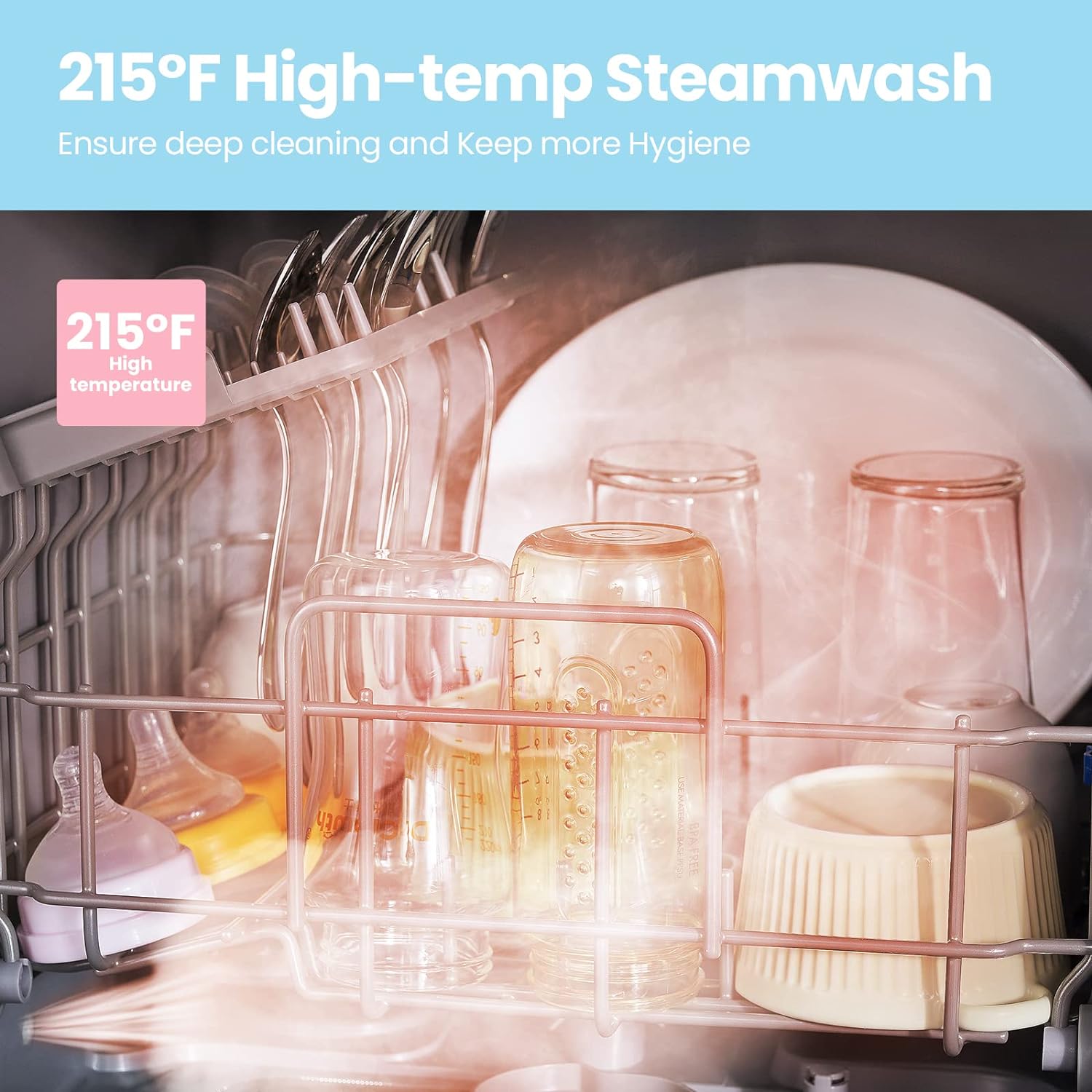 COMFEE' Portable Dishwasher Countertop with 5L Built-in Water Tank, No Hookup Needed, 6 Programs, 360?? Dual Spray, 192?H High-Temp& Air-Dry Function, Mini Dishwasher for RVs, White