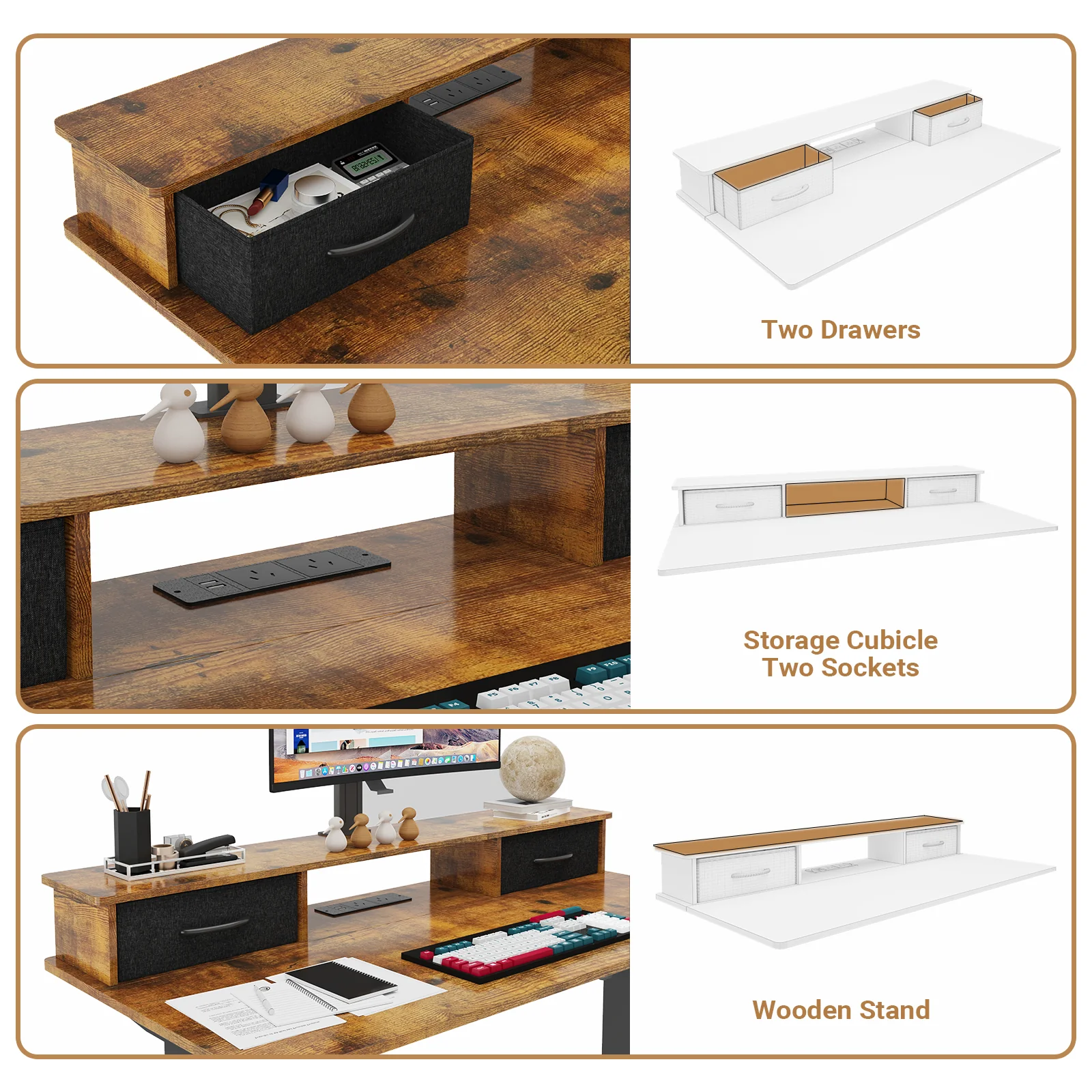 Electric Standing Desk with Monitor Stand