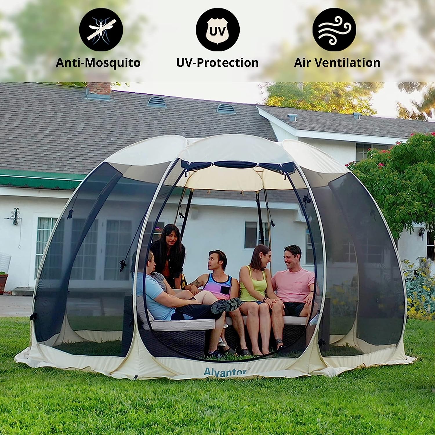 Alvantor Screen House Room Outdoor Camping Tent Canopy 2-15 Person for Patios, Instant Pop Up Tent, Not Waterproof