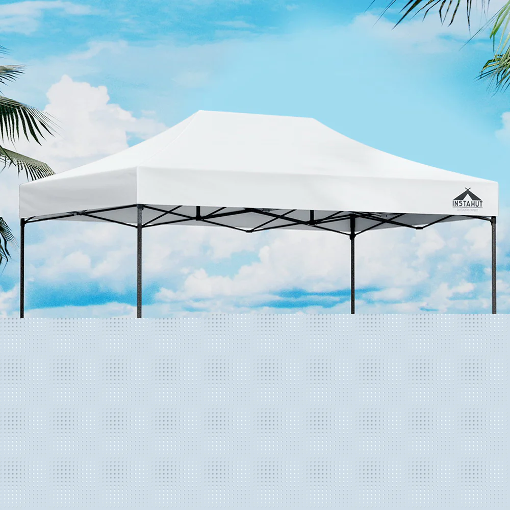 Instahut Gazebo Pop Up 3x4.5m w/Base Podx4 Marquee Folding Outdoor Wedding Camping Tent Shade Canopy White