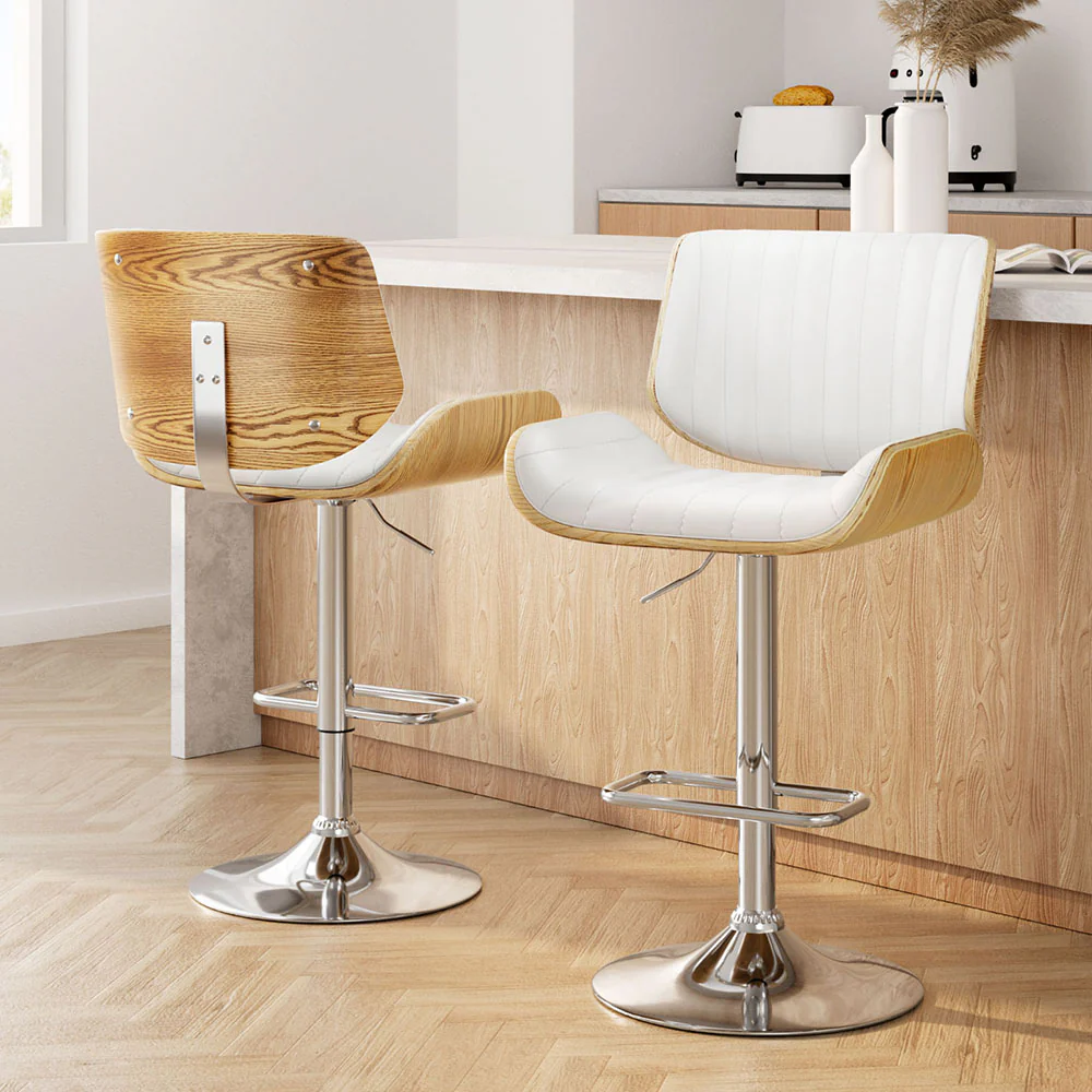 Artiss 2x Bar Stools Adjustable Leather Chairs