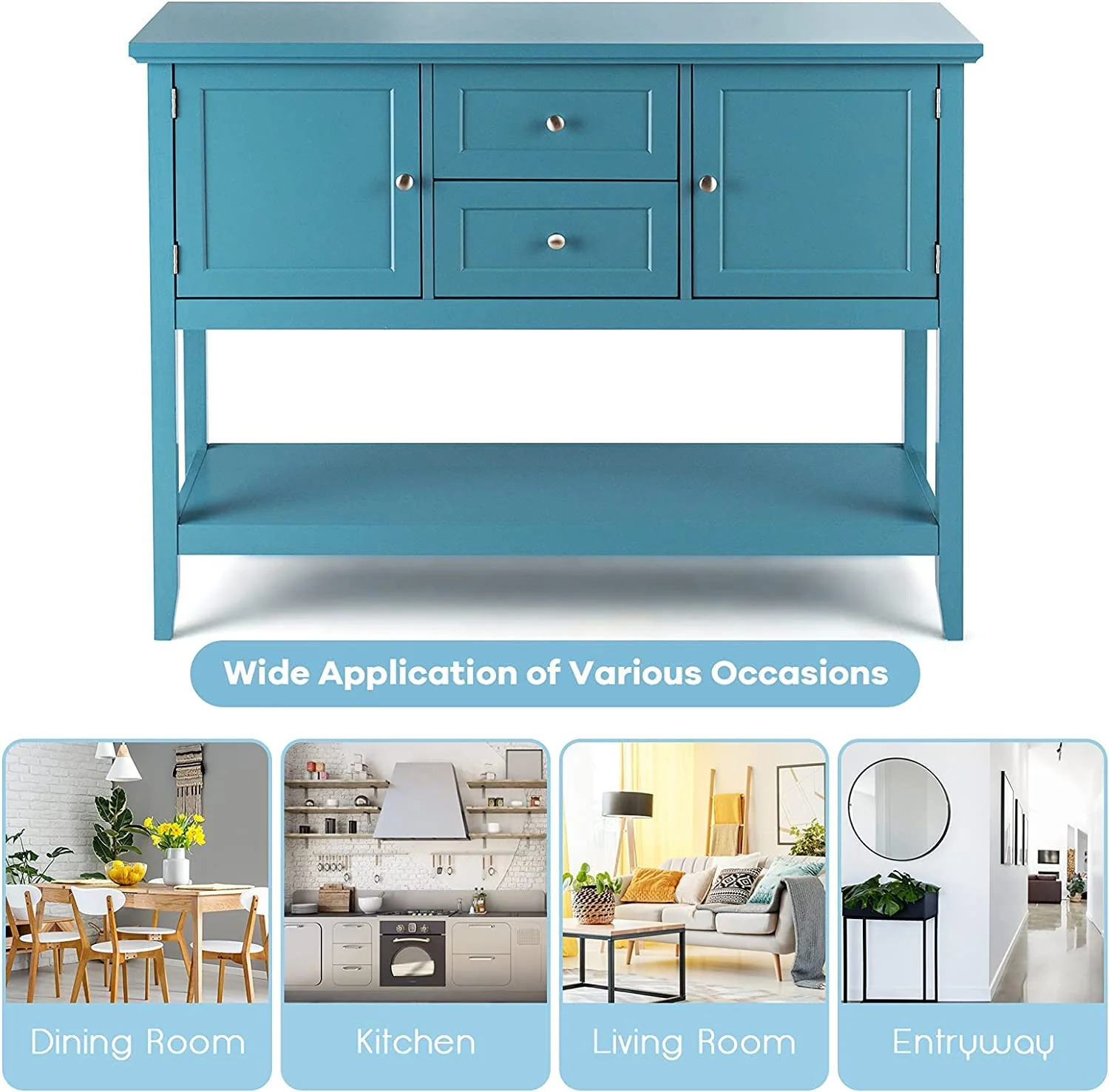 Giantex Buffet Sideboard Cabinet, 2 Drawers & 2 Doors, Side Console Table, Display Desk with Storage Shelf