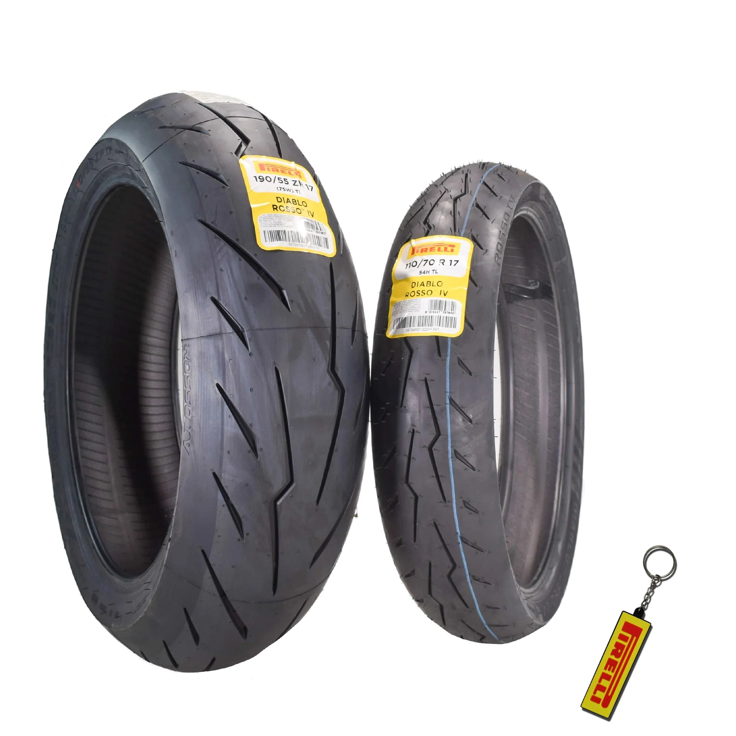 Motorcycle Tires Set �C Front 110/70ZR17 & Rear 190/55ZR17 with Bonus Keychain