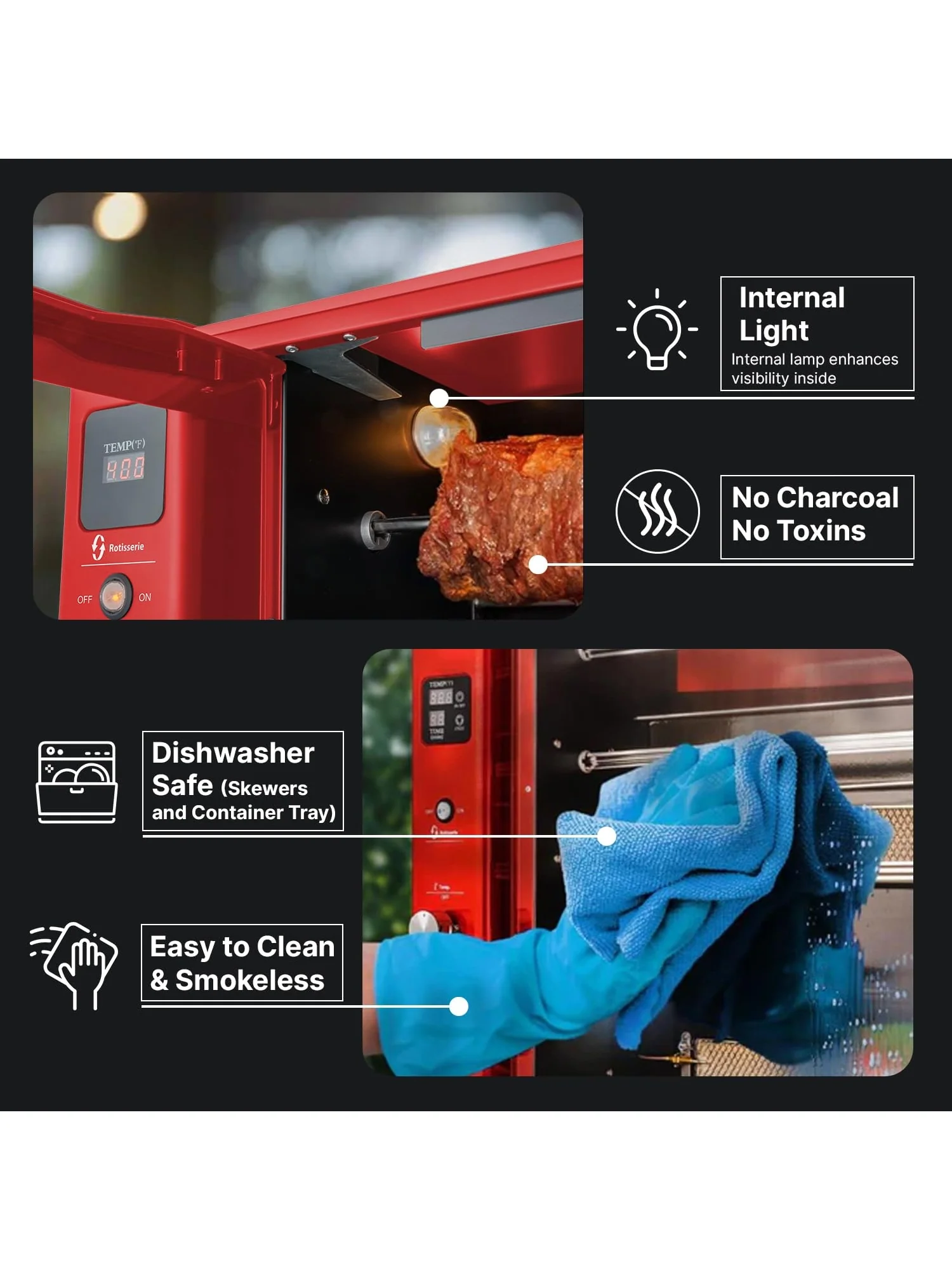 Brazilian Flame Churrasco? Gas Rotisserie Oven Grill Roaster with Auto Rotating Skewers for Rotisserie Chicken, Brazilian Style BBQ and Churrasco, Shawarma Machine, Propane Grill - 2024 Series