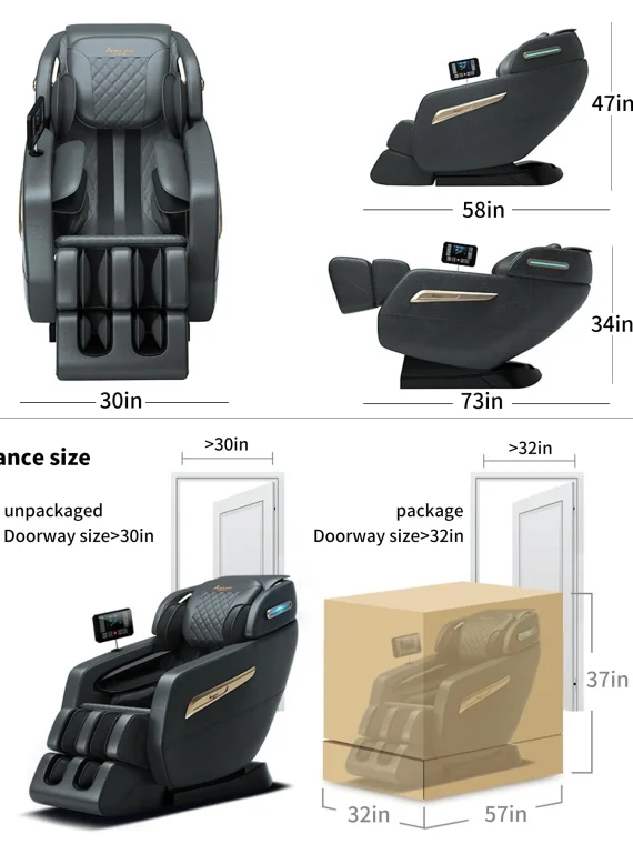 2024 4D Zero Gravity Massage Chair, Full Body Shiatsu Recliner with Yoga Stretching, SL Track, Intelligent Voice Control, Calf Kneading, Calfrest Extension, Premium Black Leather