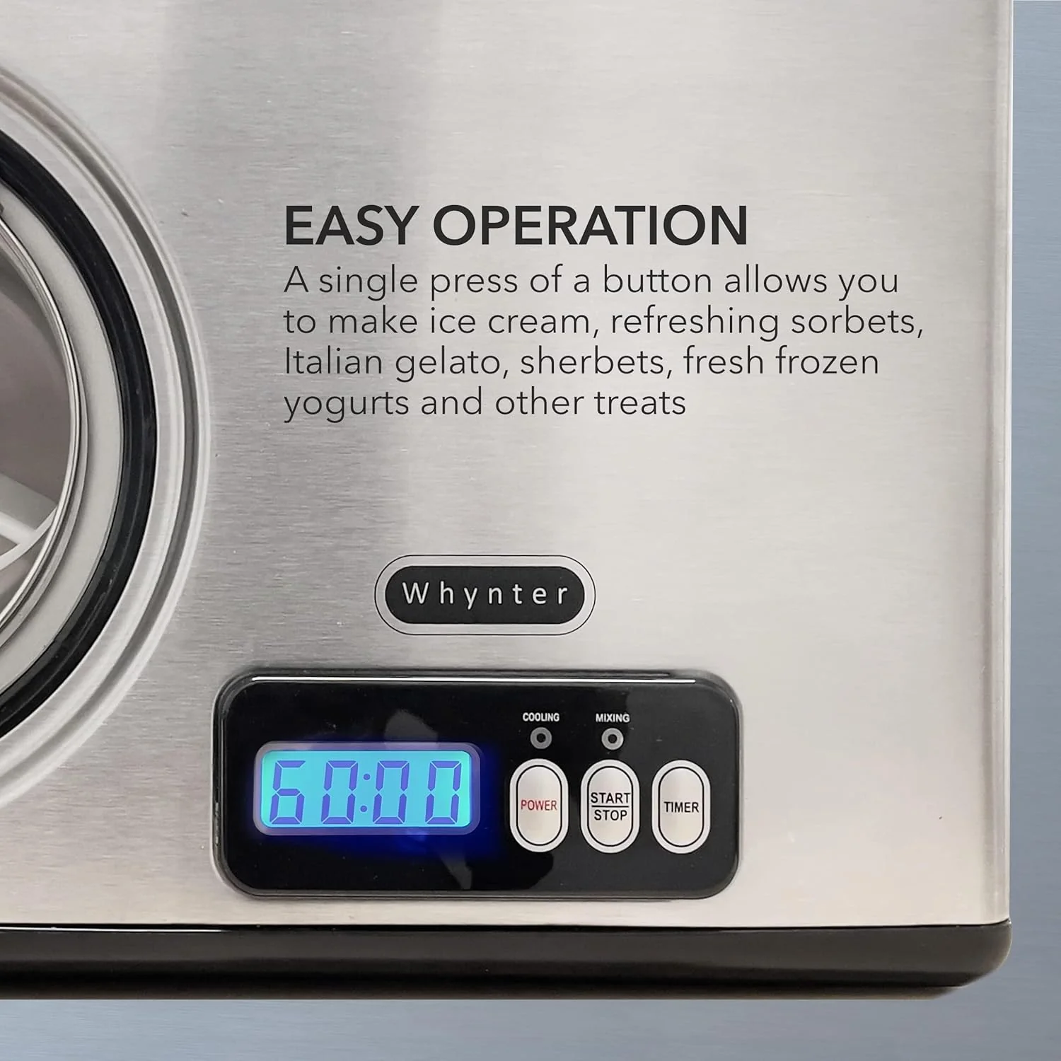 Whynter ICR-300SS 0.5-Quart Stainless Steel Rolled Ice Cream Maker With Compressor