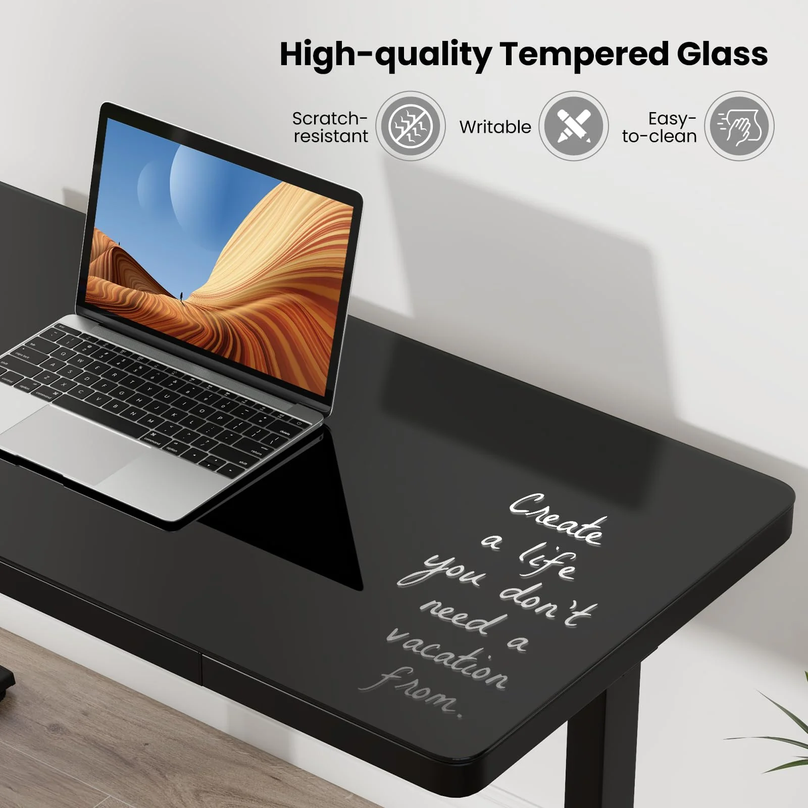 120x60cm Electric Standing Desk w/ Drawer & Tempered Glass Top Home Office