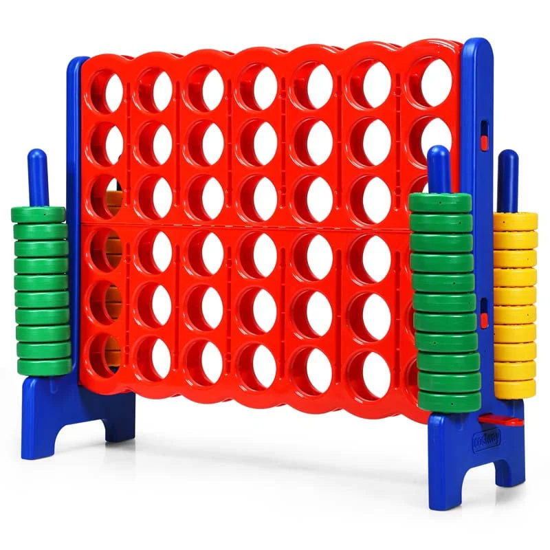 Giant 4-In-A-Row, Jumbo 4-to-Score Giant Game Set with 42 Jumbo Rings & Quick-Release Slider