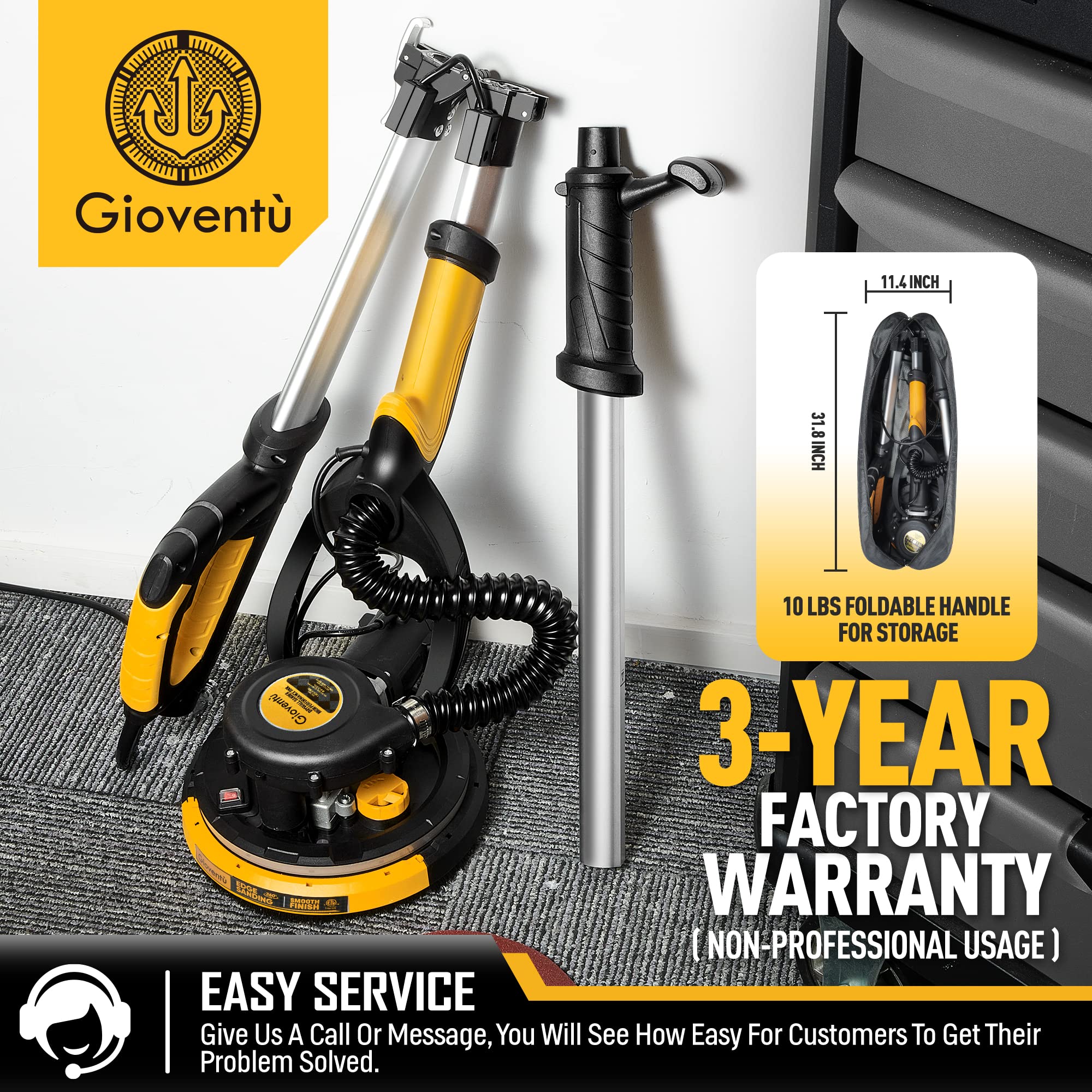 Giovent�� Electric Drywall Sander with Vacuum for Popcorn Ceiling