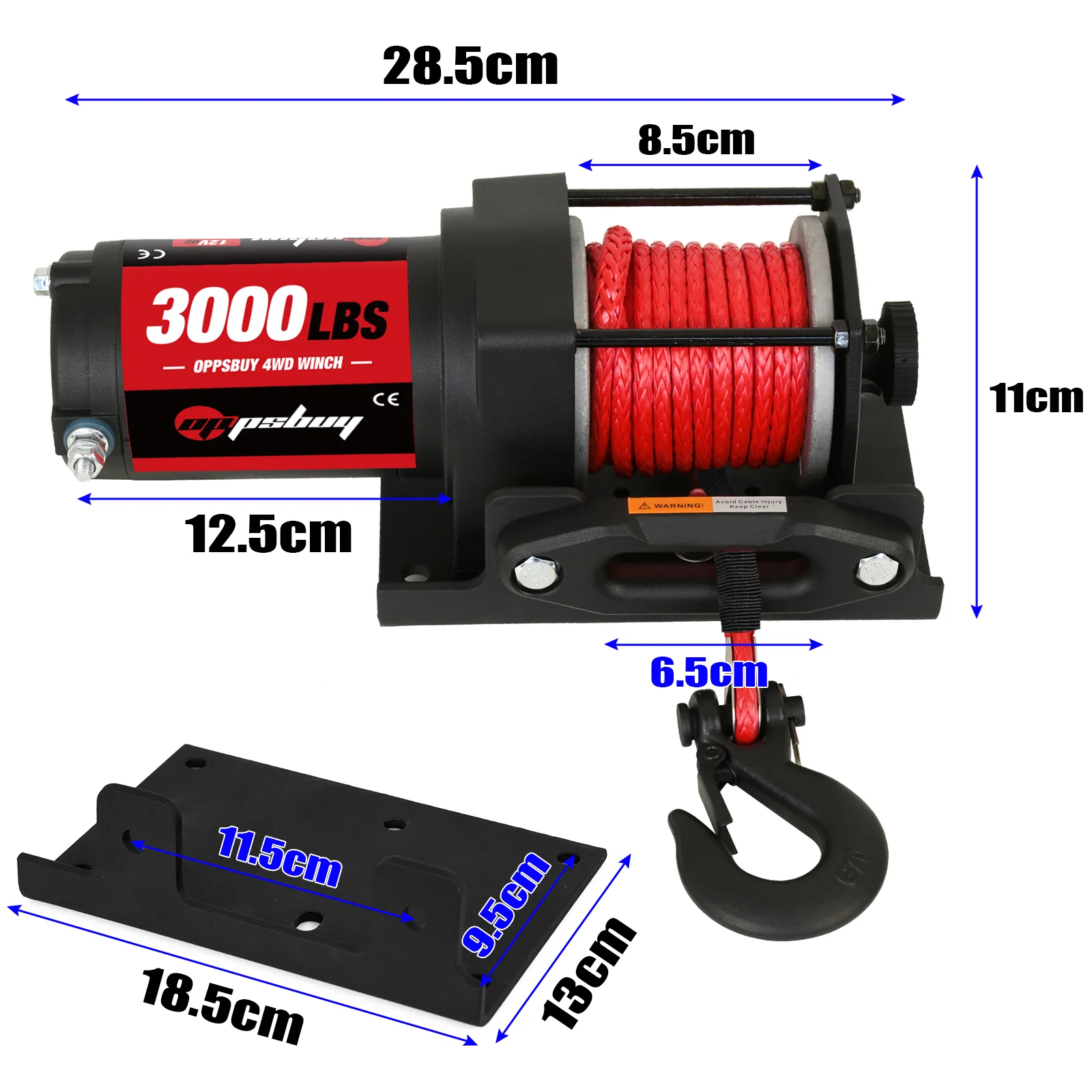 Electric Winch 3000lbs/1360kg 12V