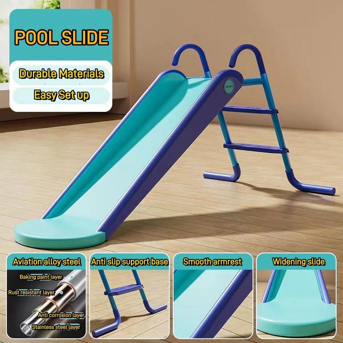 Pool Slide Inflatable Swimming Water Slide, Summer Swimming Pool Supplies Universal Trampoline Ladder Backyard Slide Home Playground Equipment