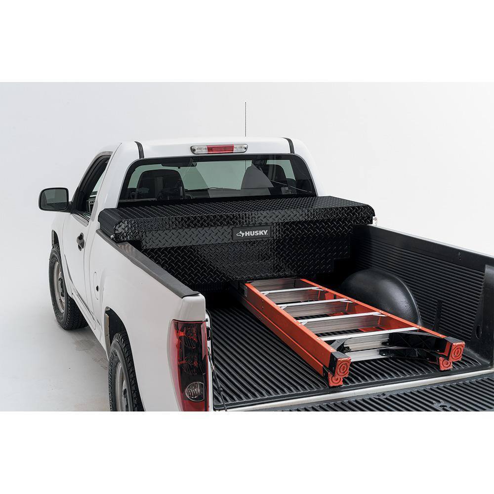 Husky 61.86 Matte Black Aluminum Low Profile Truck Tool Box for Mid-Size Trucks