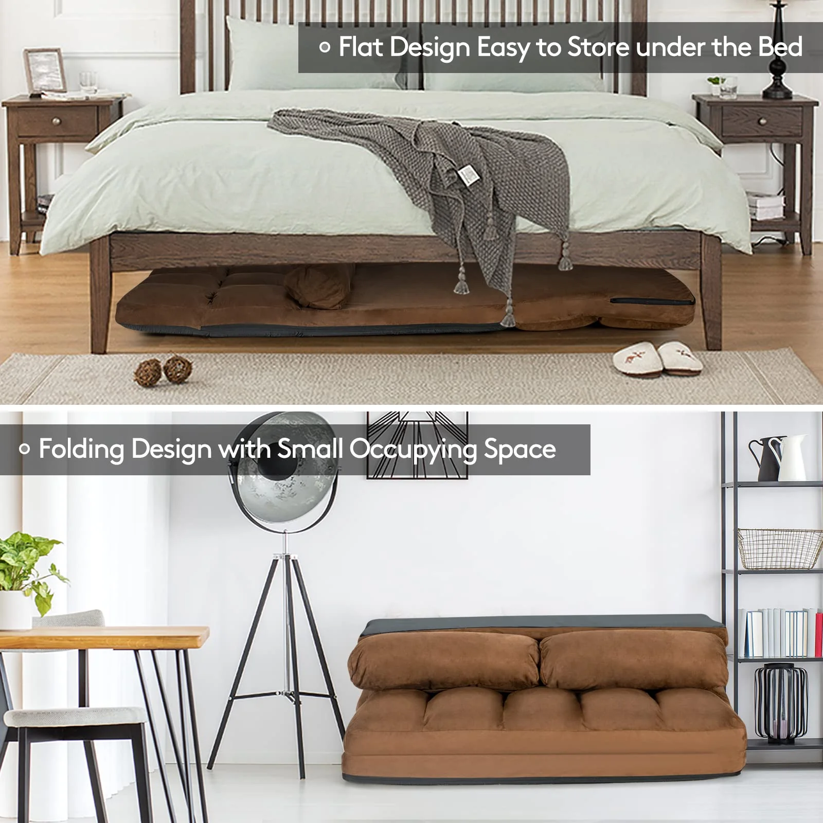 Giantex Adjustable Floor Sofa 6-Position Foldable Lazy Sofa Bed with Detachable Cloth Cover