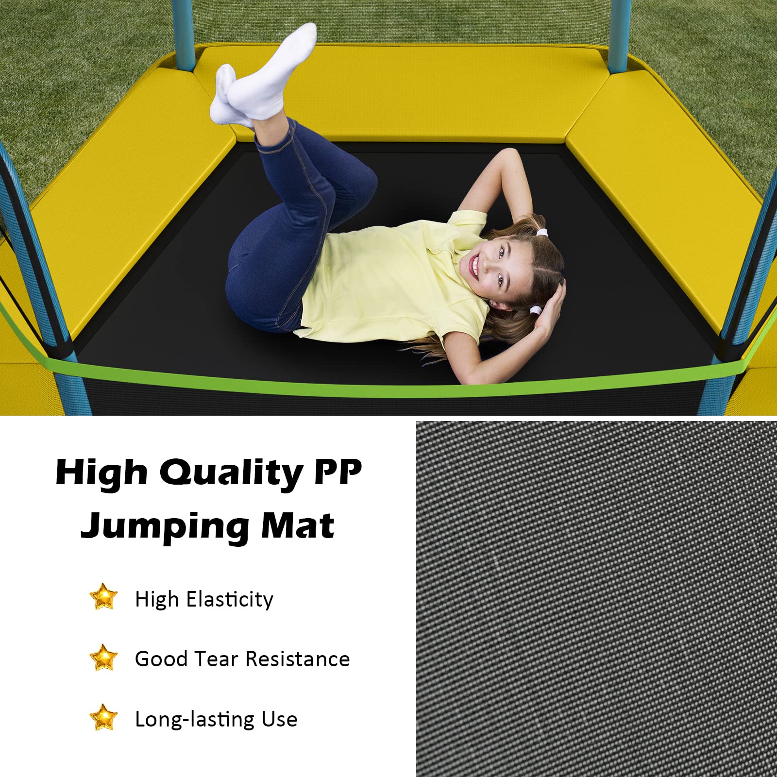7FT Kids Trampoline with Safety Enclosure Net