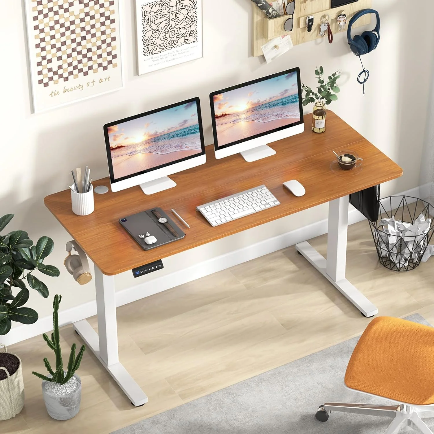 Giantex Electric Standing Desk, 140 x 60 cm Sit Stand Home Office Desk with 3 Memory Height Settings