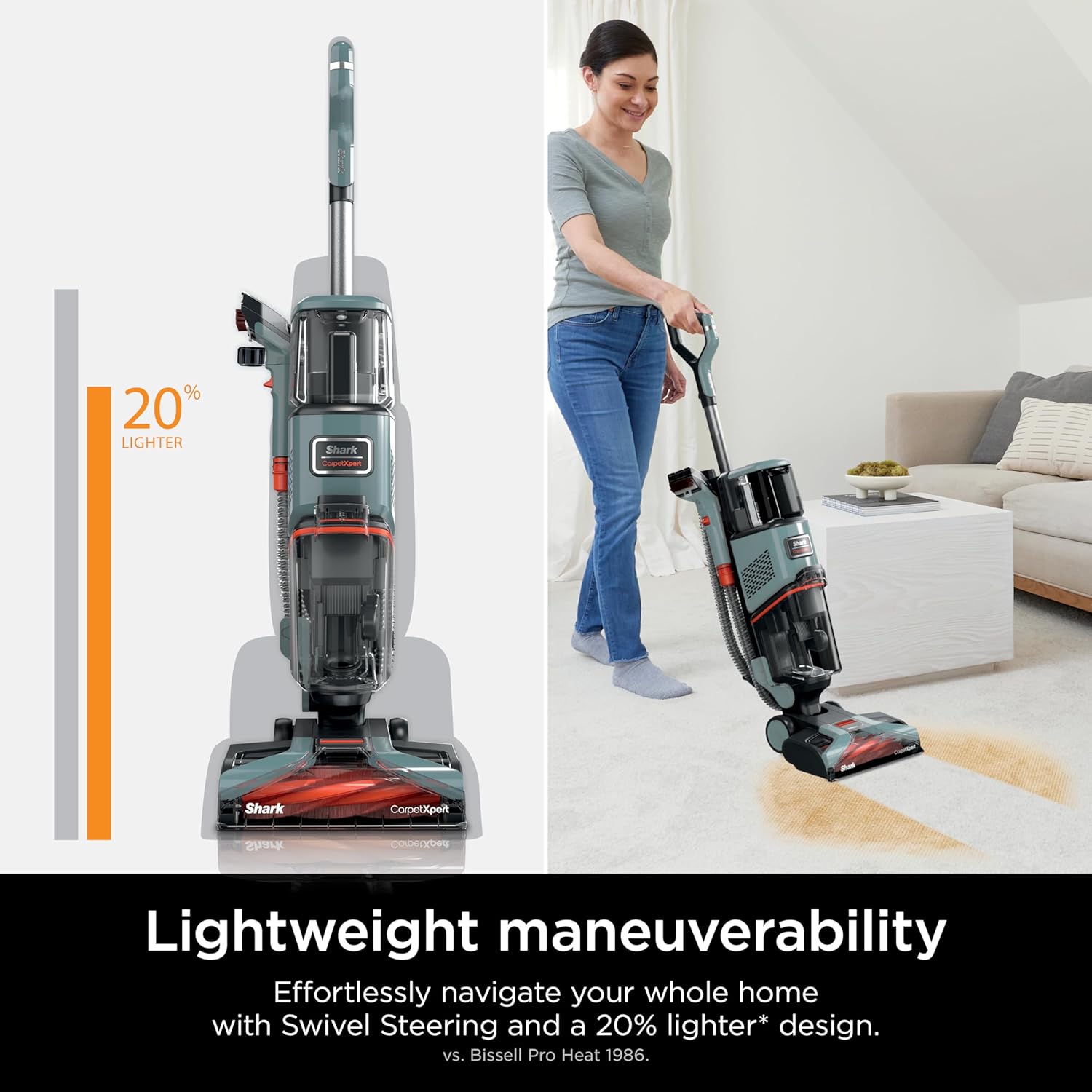 Shark CarpetXpert EX201 Carpet Cleaner, Cyan  C Deep Cleaning with StainStriker, Perfect for Pets, Includes Spot & Stain Remover Tools