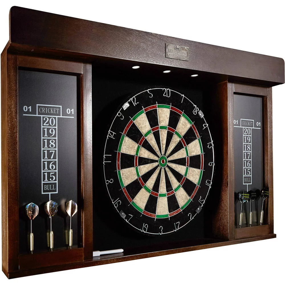 Barrington 40??? Dartboard Cabinet with LED Lights, Self-Healing Board, Includes 6 Darts & Scoreboards