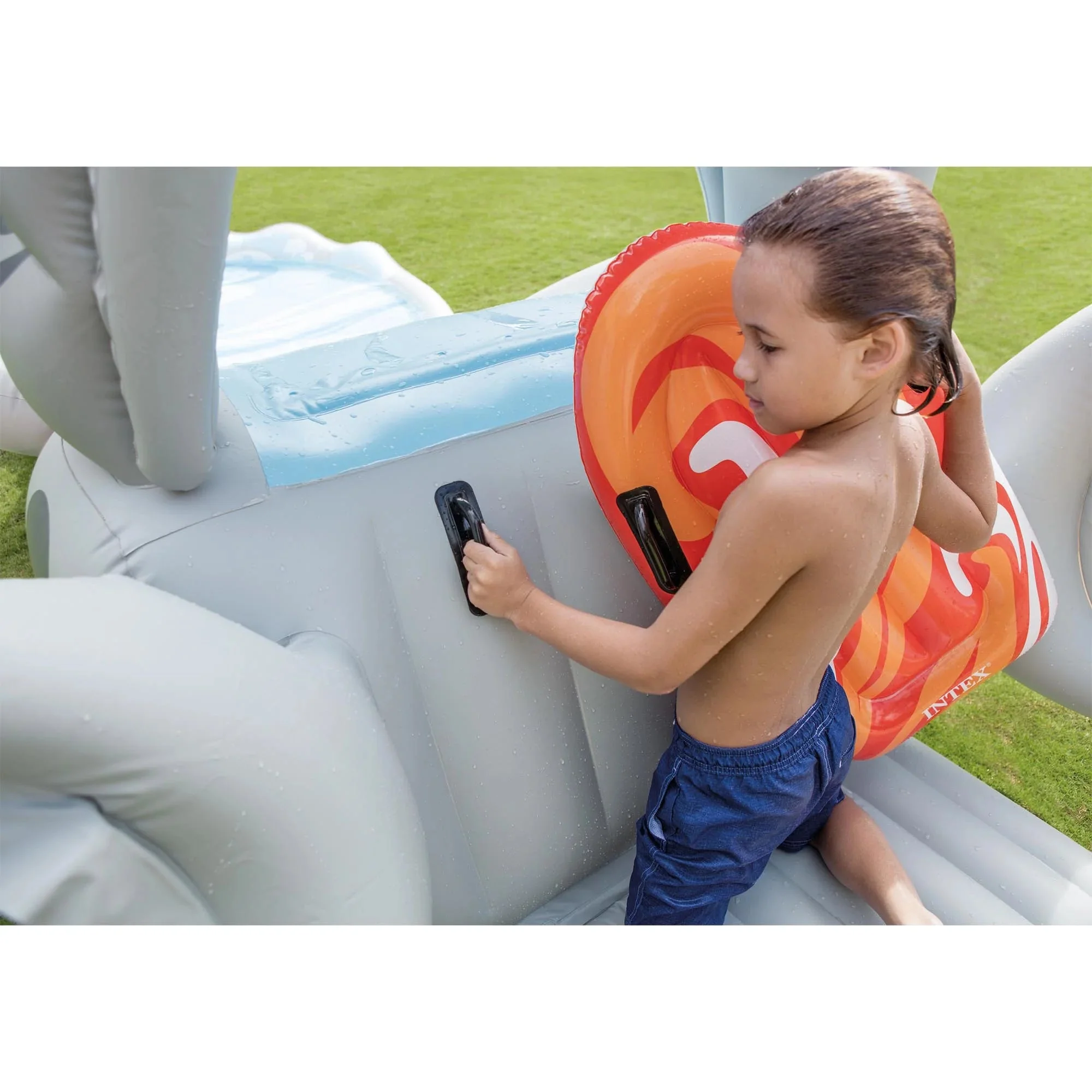 Inflatable Backyard Water Slide with Surf Riders & Electric Air Pump