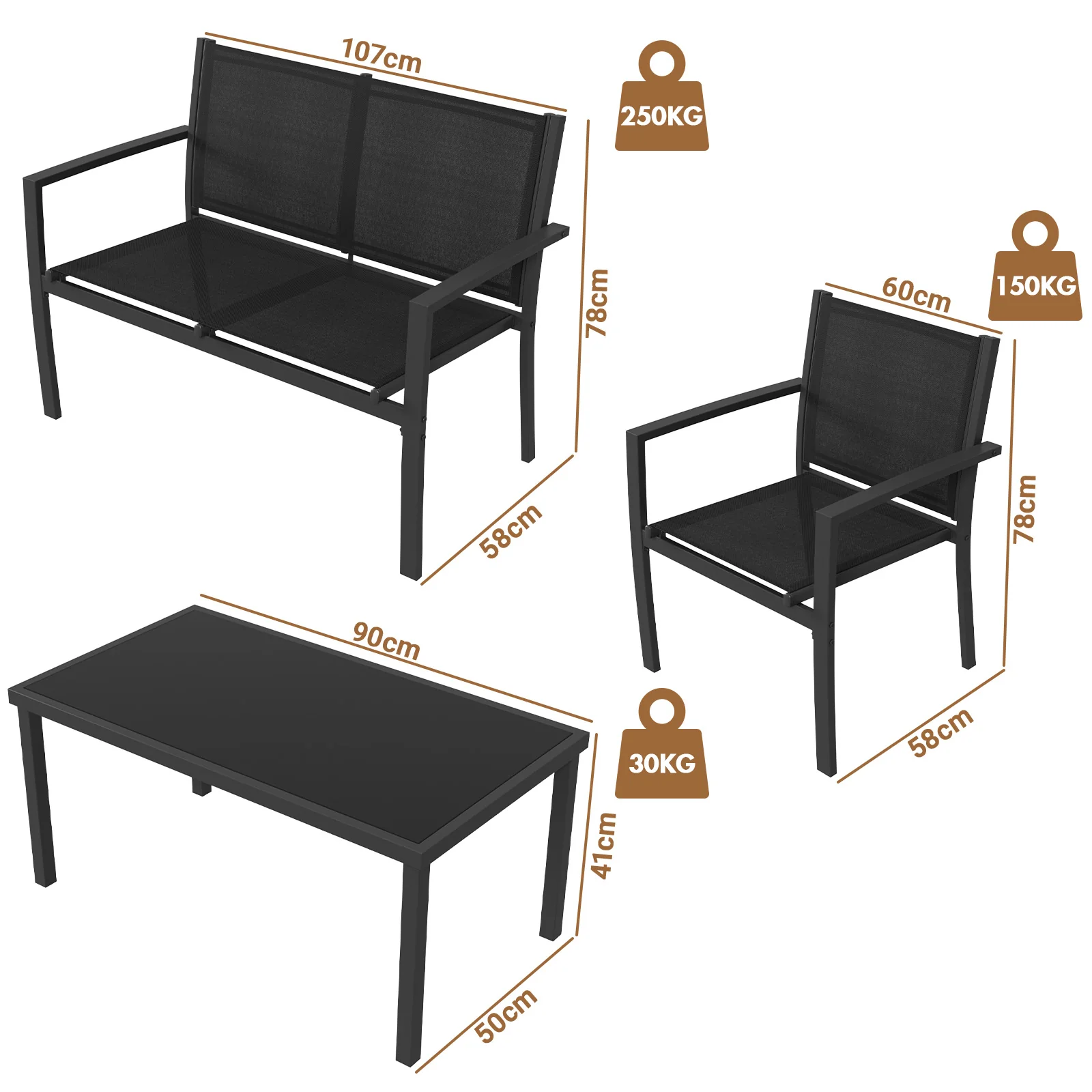 Patio Furniture Set 4 Pieces